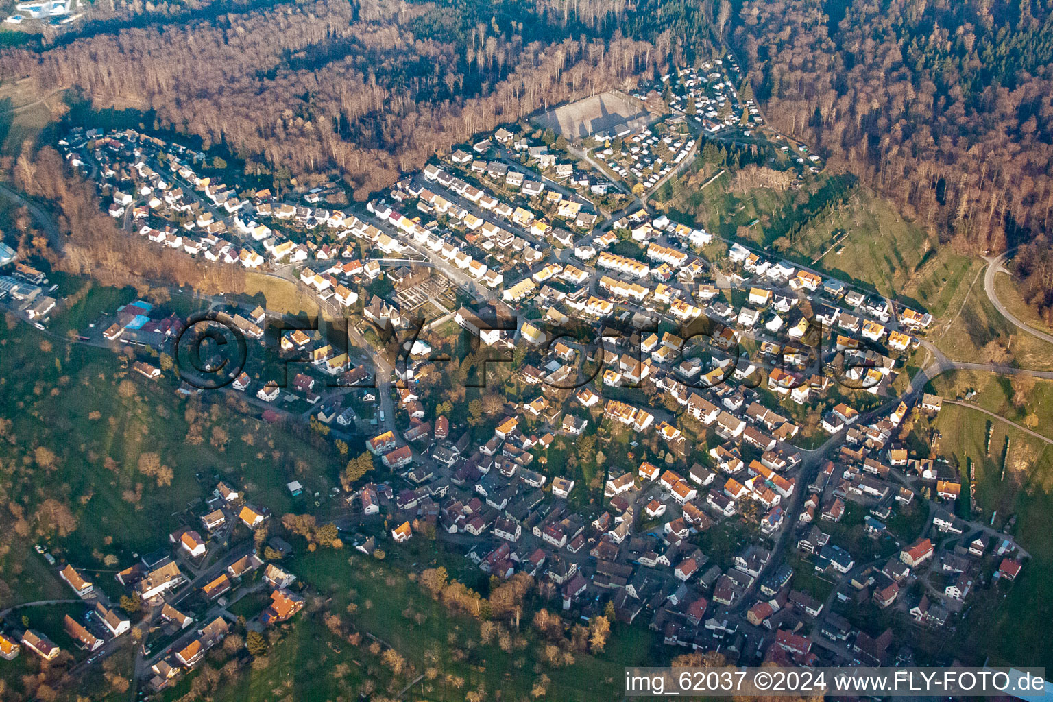 From the southwest in the district Waldprechtsweier in Malsch in the state Baden-Wuerttemberg, Germany