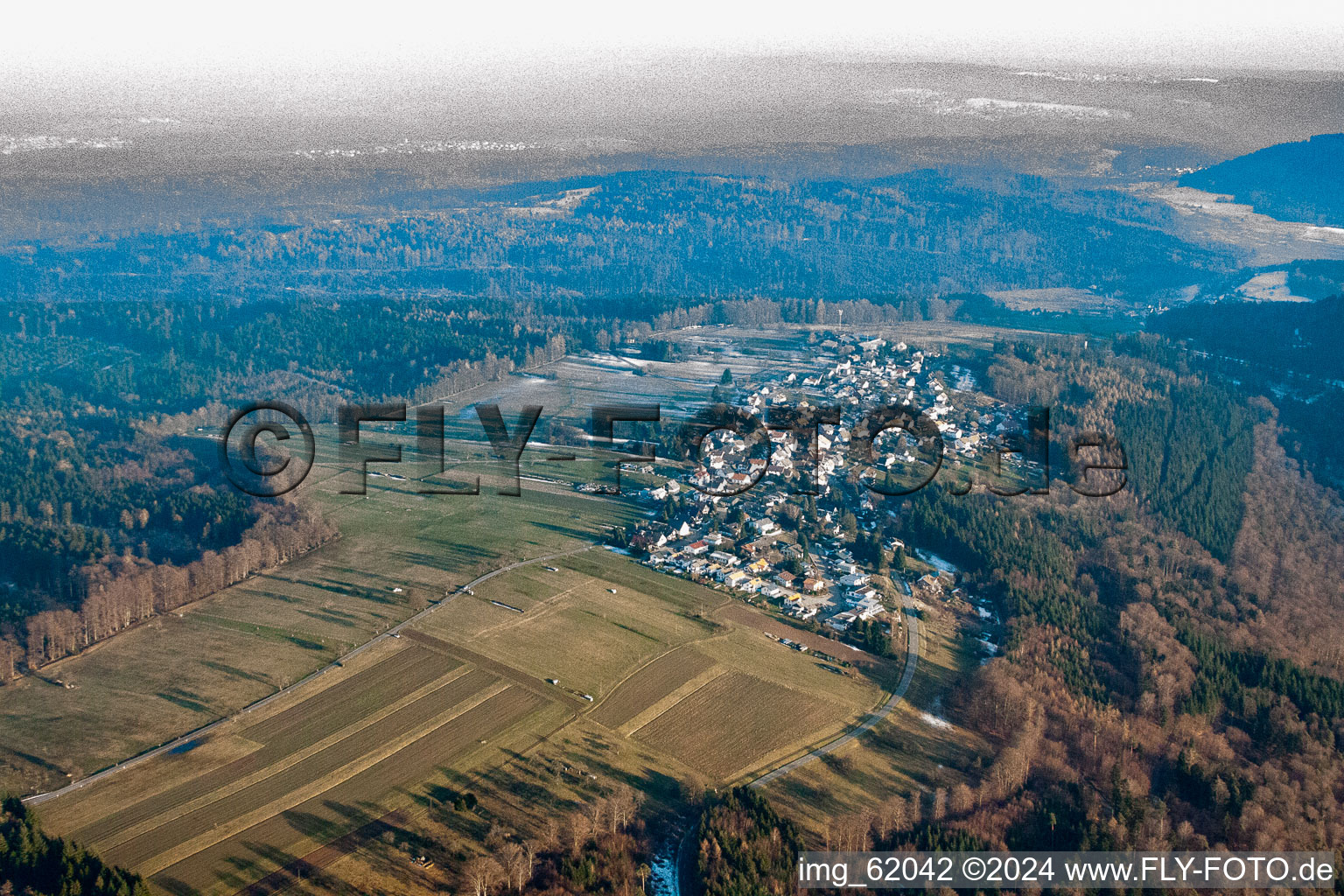 Aerial view of Freiolsheim in the state Baden-Wuerttemberg, Germany