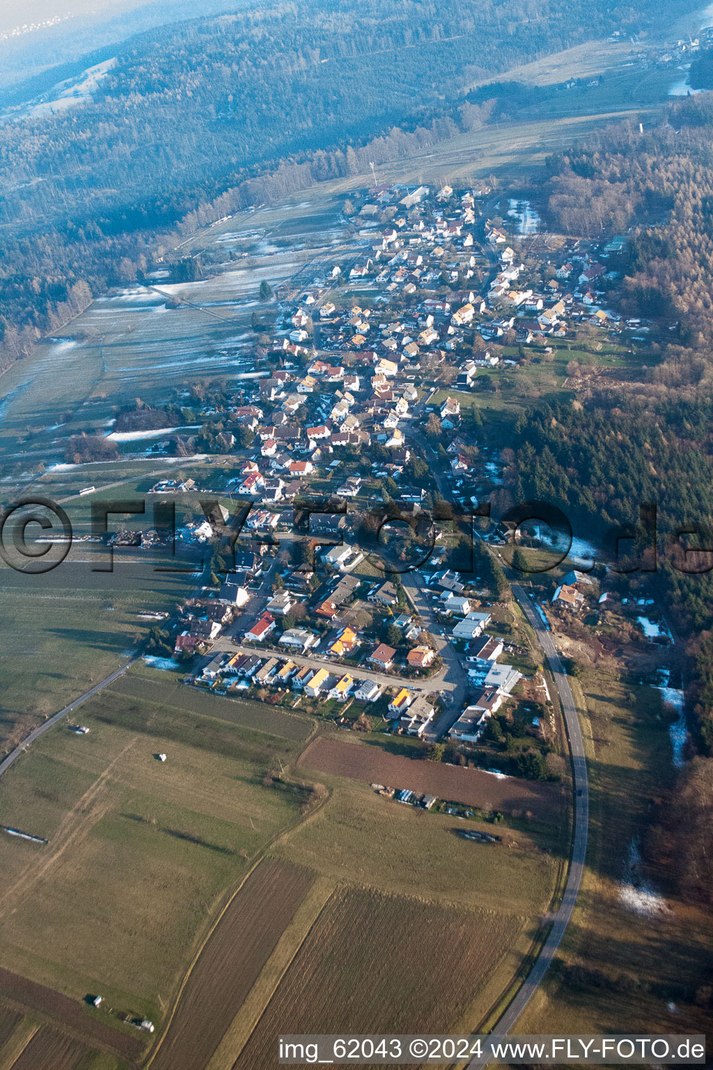 Aerial view of From the northwest in the district Freiolsheim in Gaggenau in the state Baden-Wuerttemberg, Germany