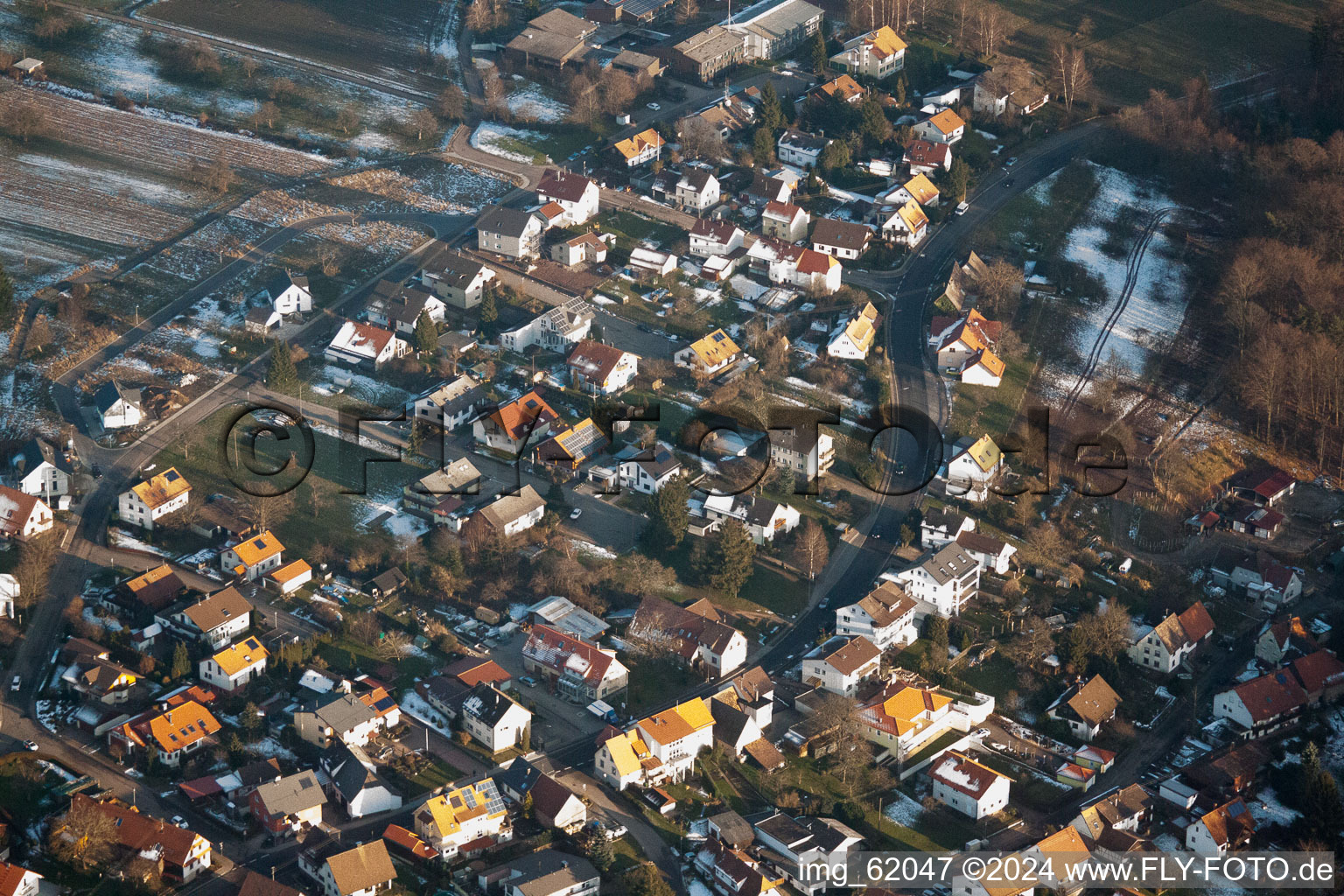 In winter when there is snow in the district Freiolsheim in Gaggenau in the state Baden-Wuerttemberg, Germany