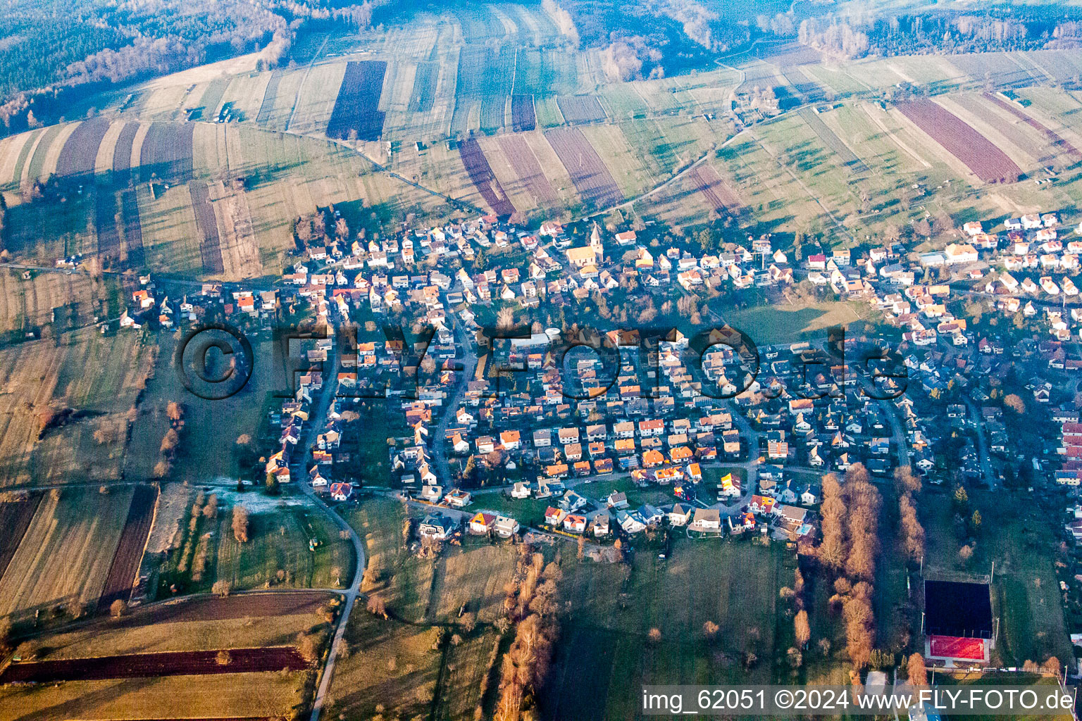 District Völkersbach in Malsch in the state Baden-Wuerttemberg, Germany from a drone