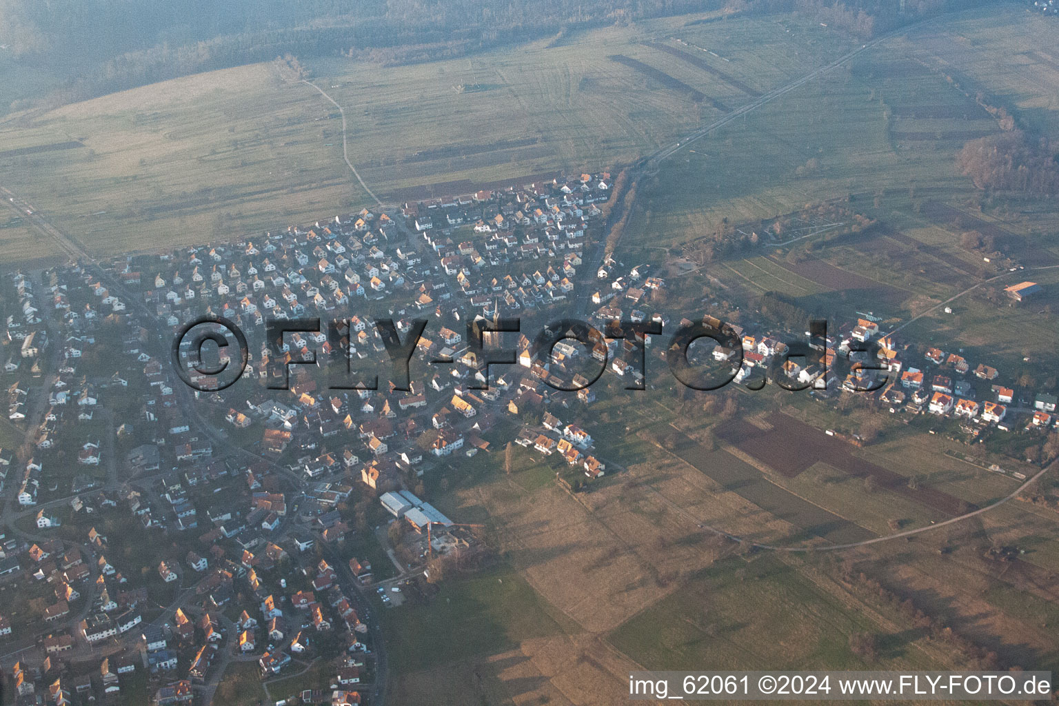 District Schöllbronn in Ettlingen in the state Baden-Wuerttemberg, Germany from the drone perspective