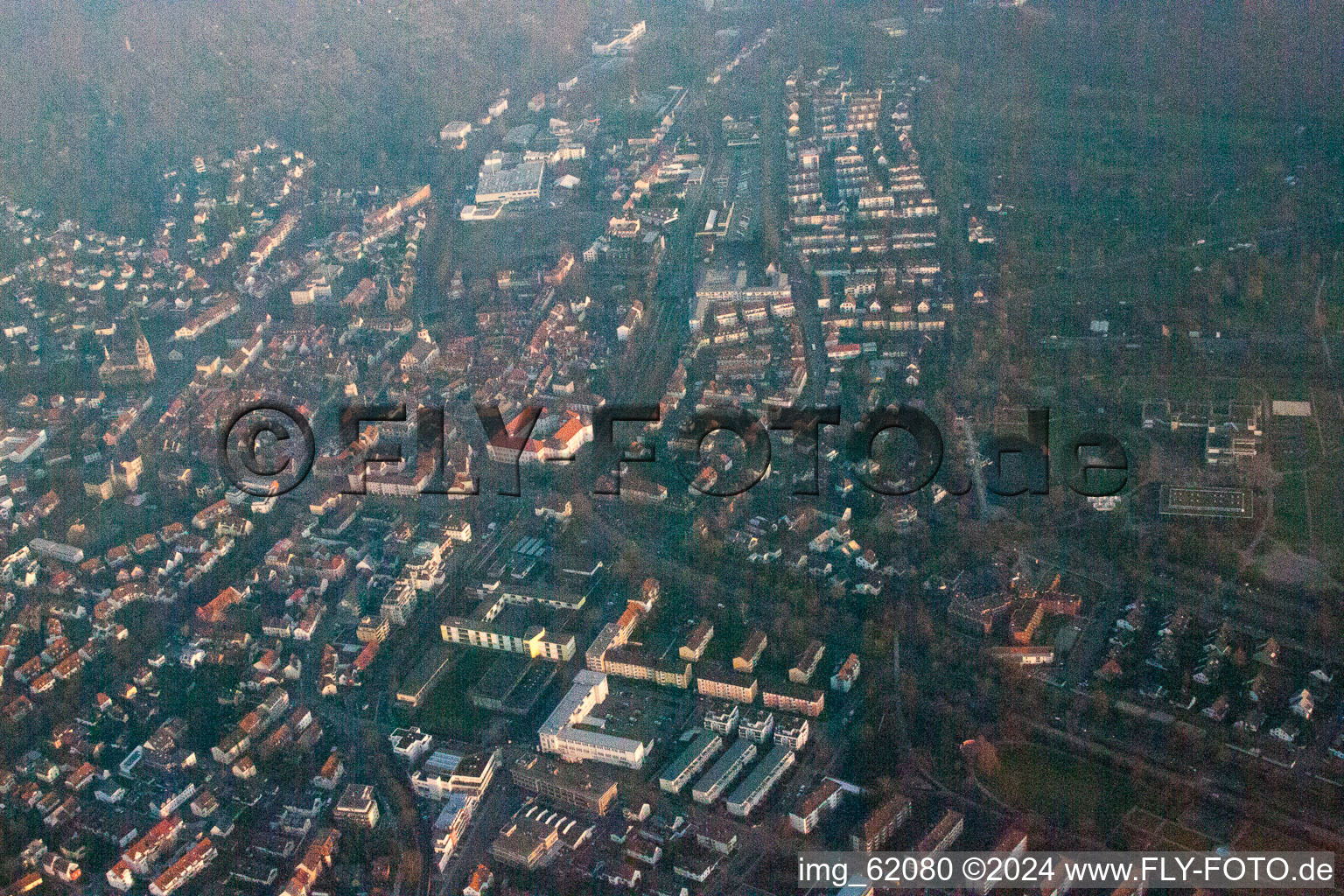 Aerial photograpy of Ettlingen in the state Baden-Wuerttemberg, Germany