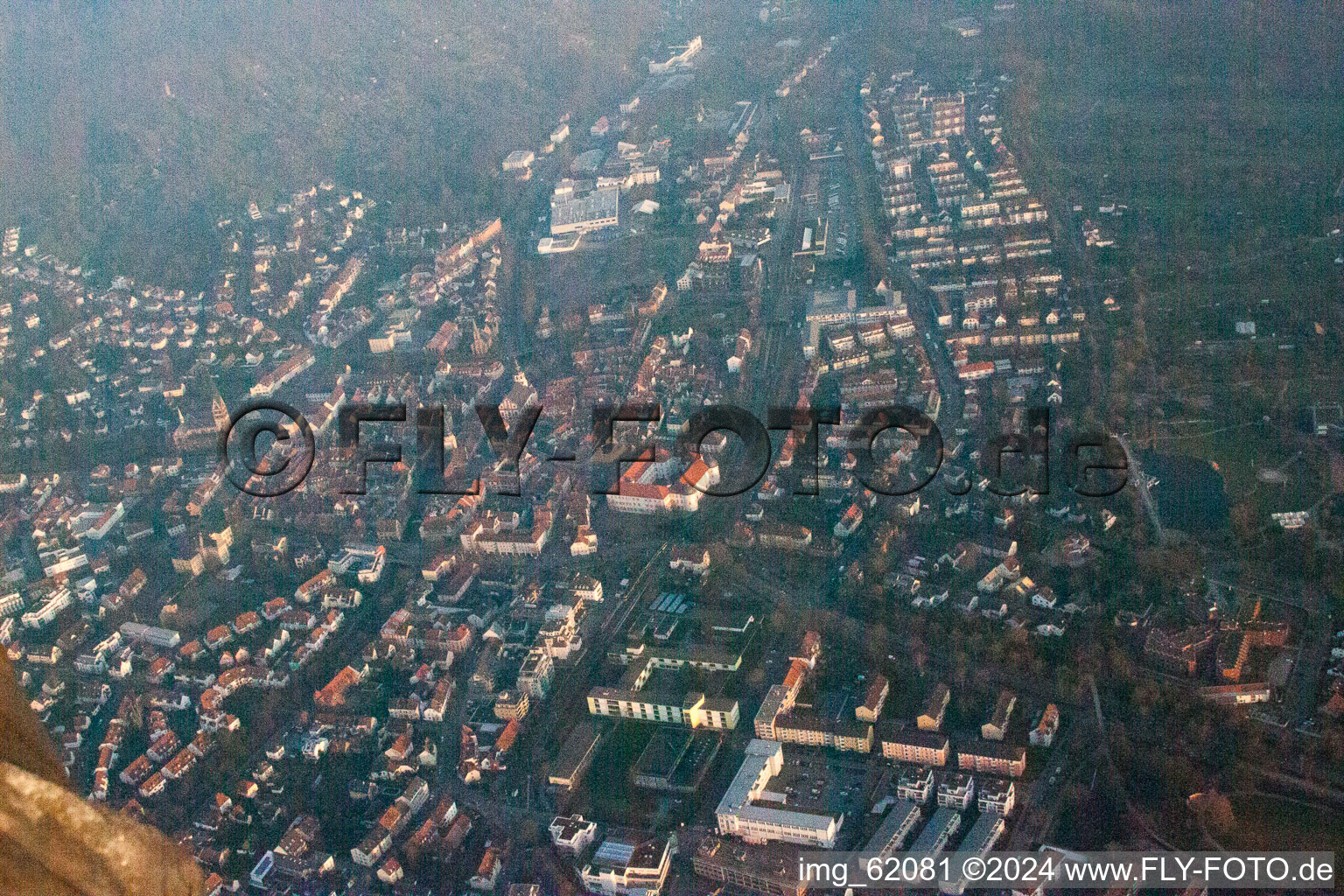 Oblique view of Ettlingen in the state Baden-Wuerttemberg, Germany