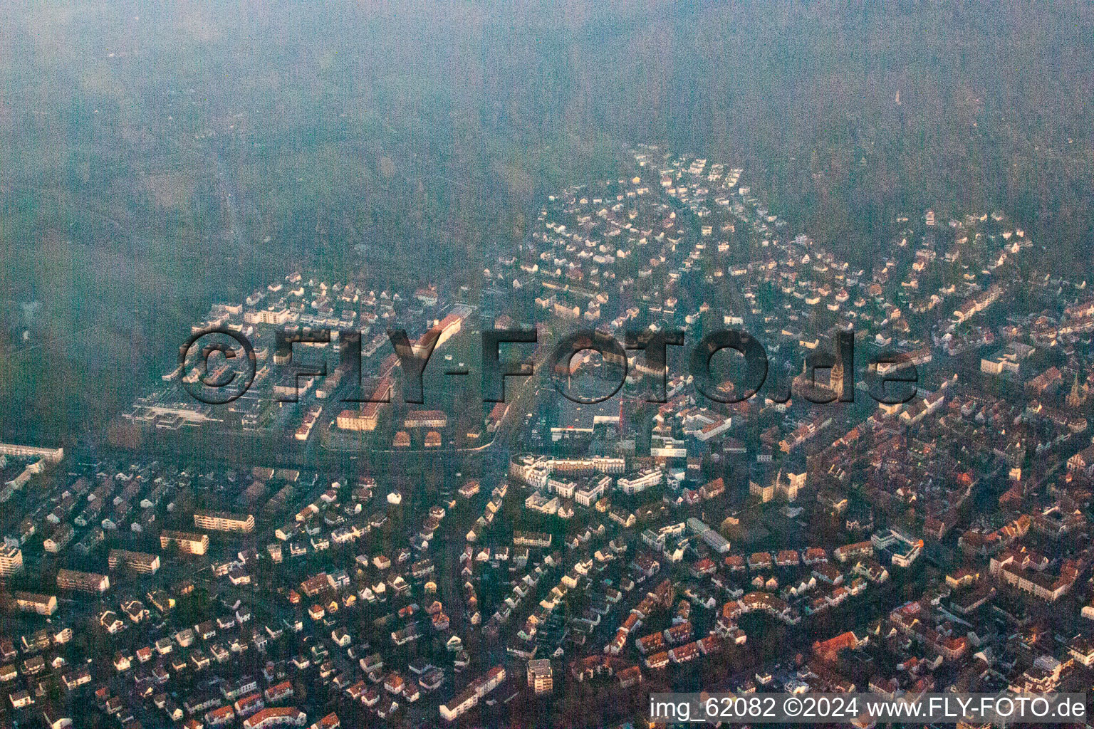 Ettlingen in the state Baden-Wuerttemberg, Germany from above