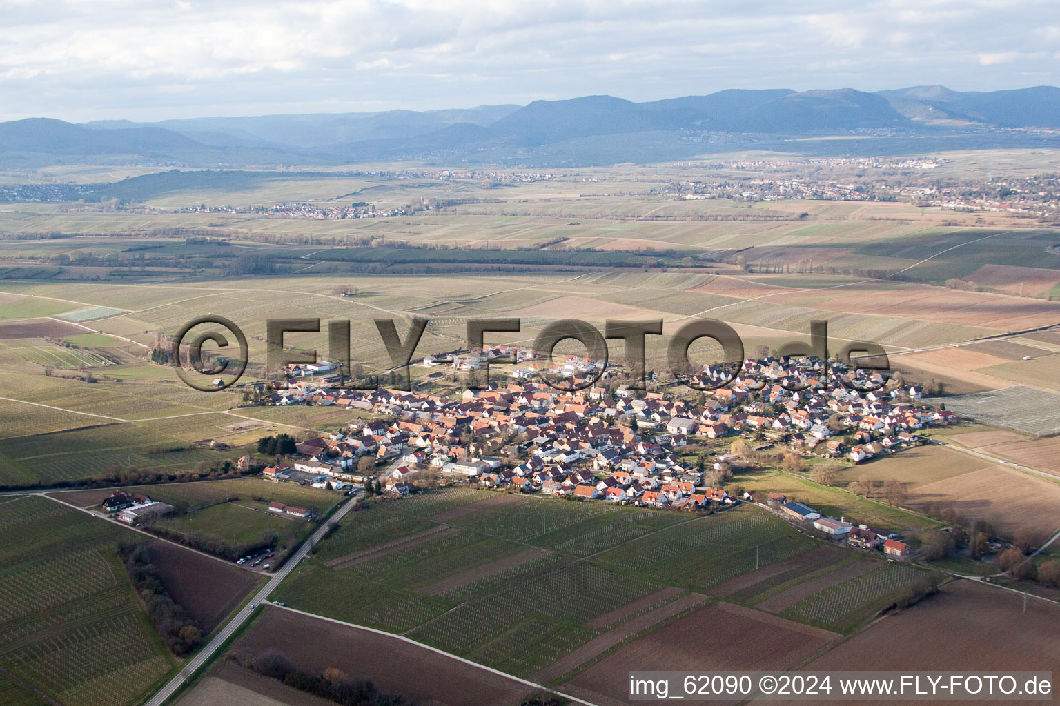 Impflingen in the state Rhineland-Palatinate, Germany seen from a drone