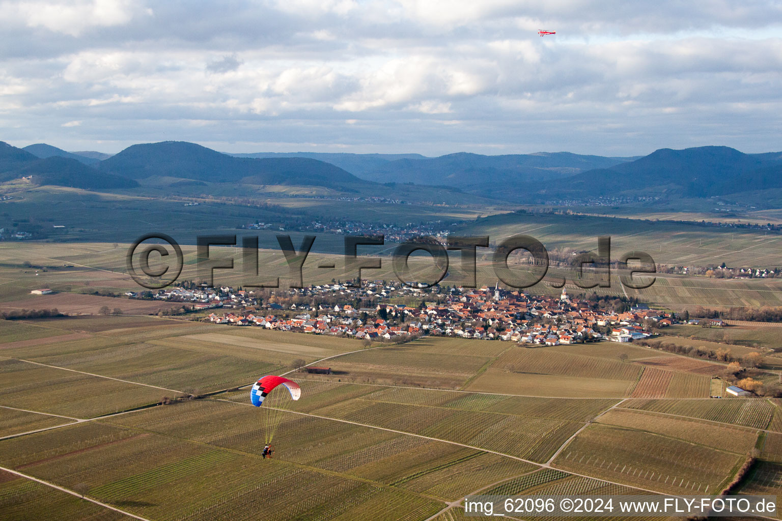 From the southeast in Impflingen in the state Rhineland-Palatinate, Germany