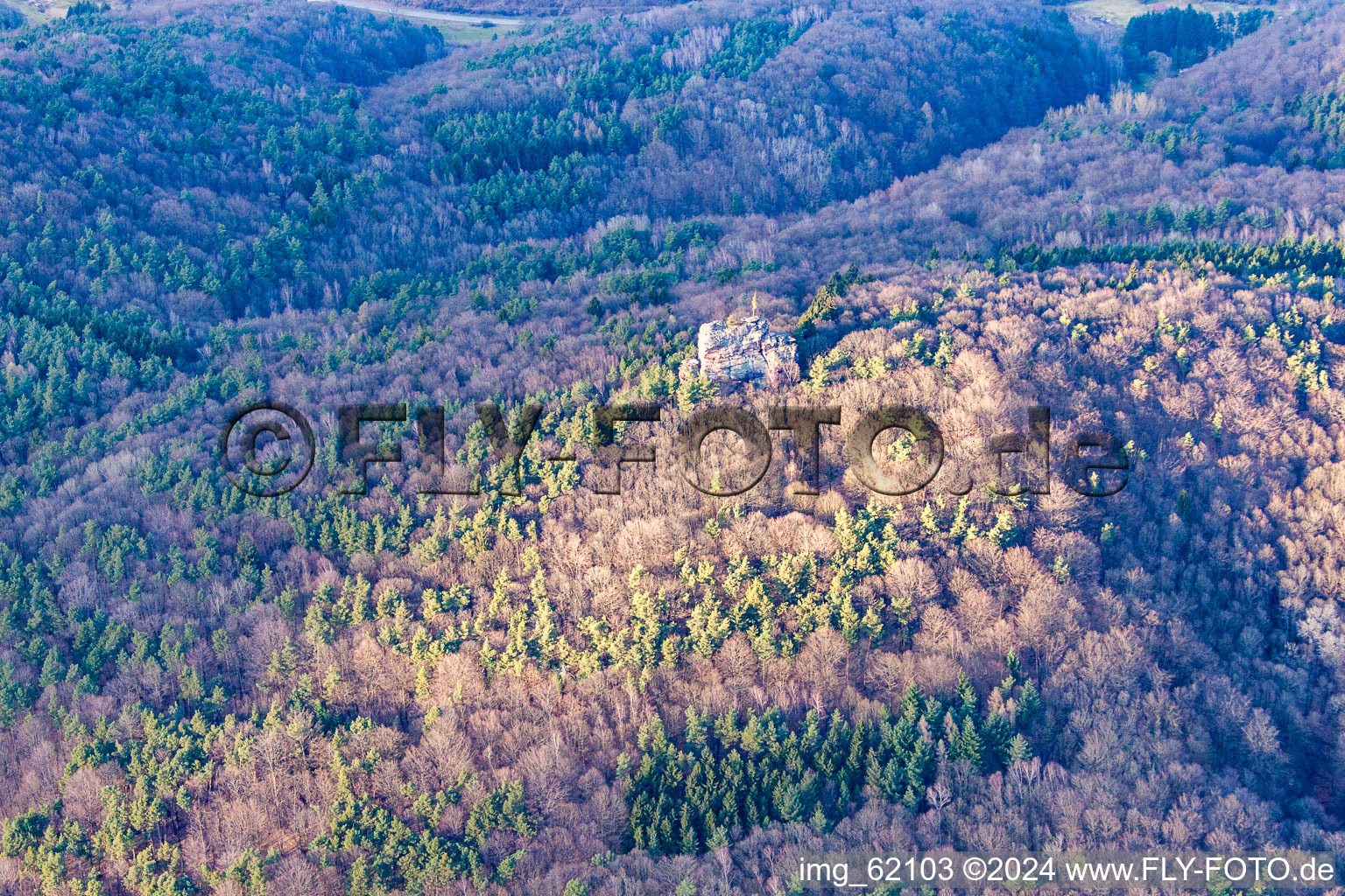 Aerial view of Münchweiler am Klingbach in the state Rhineland-Palatinate, Germany