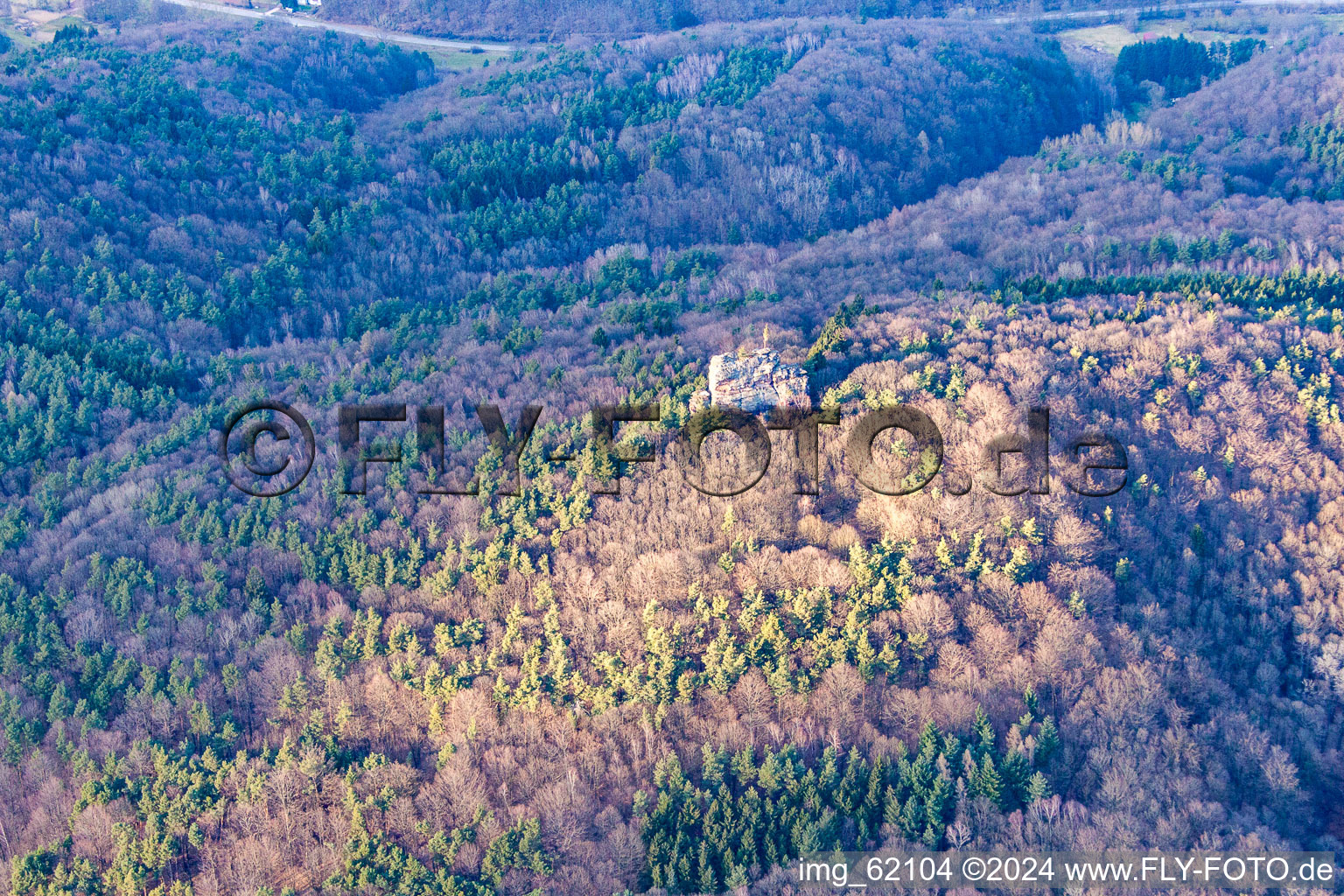 Aerial view of Climbing rock in Waldhambach in the state Rhineland-Palatinate, Germany