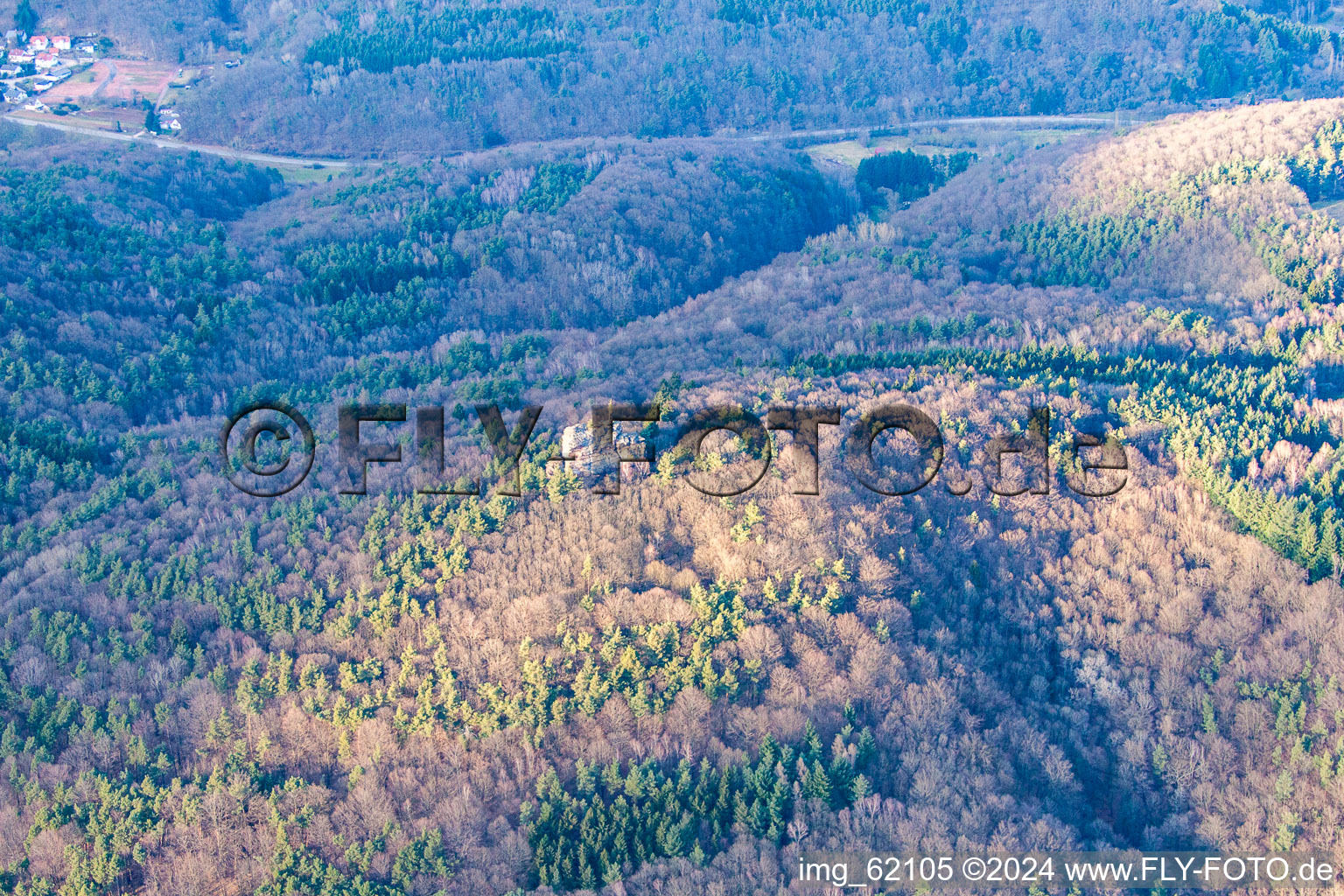 Aerial photograpy of Climbing rock in Waldhambach in the state Rhineland-Palatinate, Germany