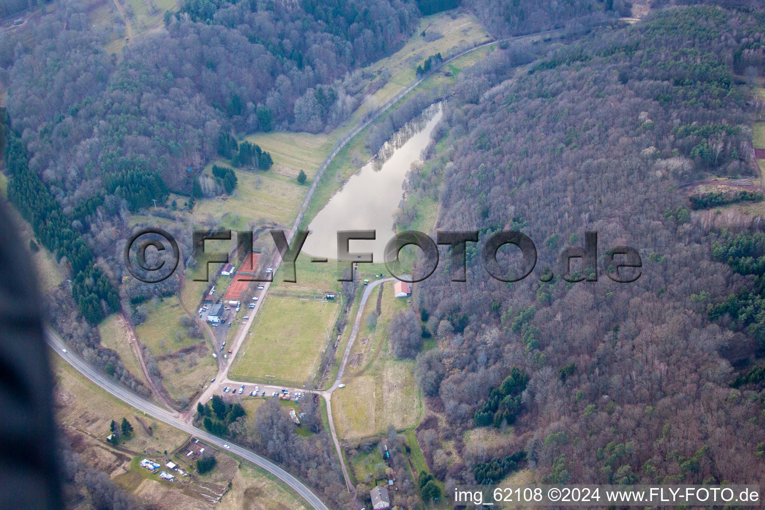 Sports field at Klingbach in Silz in the state Rhineland-Palatinate, Germany