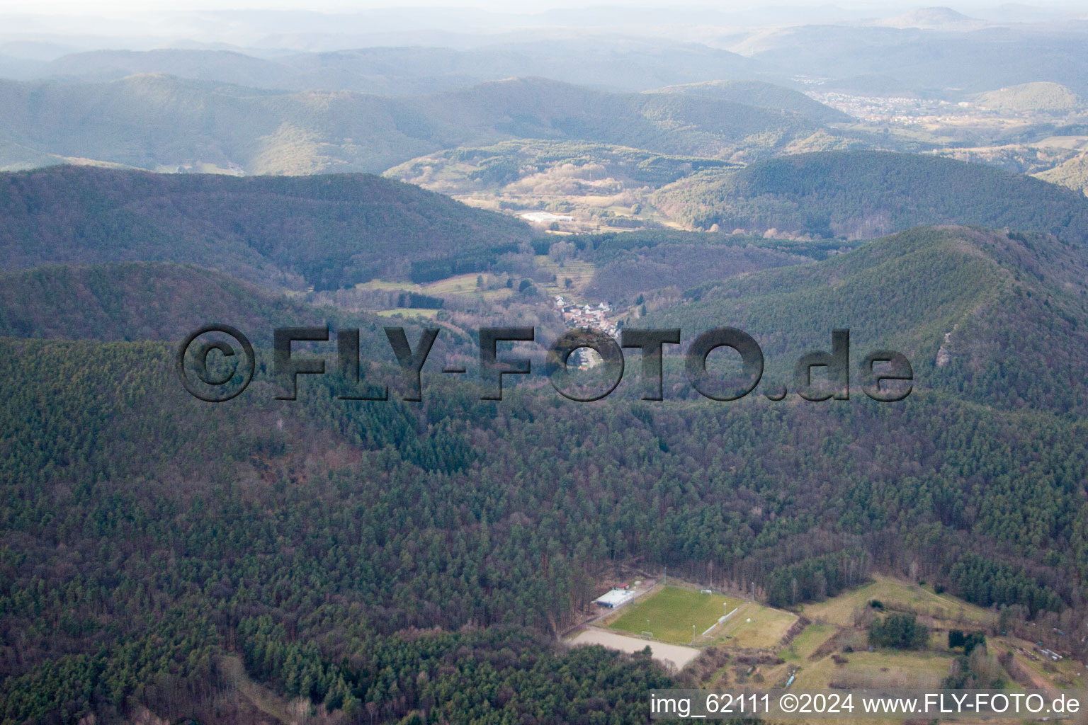 Drone recording of Dimbach in the state Rhineland-Palatinate, Germany