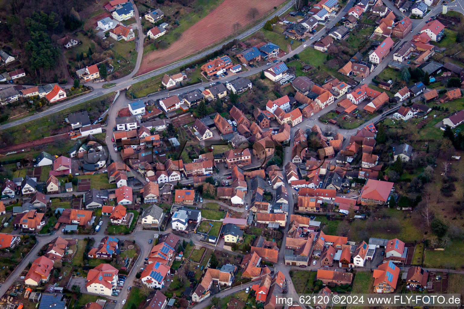 Völkersweiler in the state Rhineland-Palatinate, Germany viewn from the air