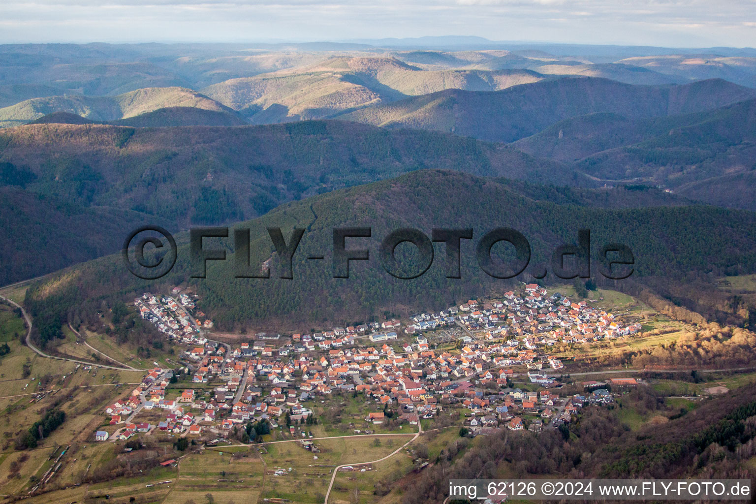 Aerial photograpy of Village view in Wernersberg in the state Rhineland-Palatinate, Germany