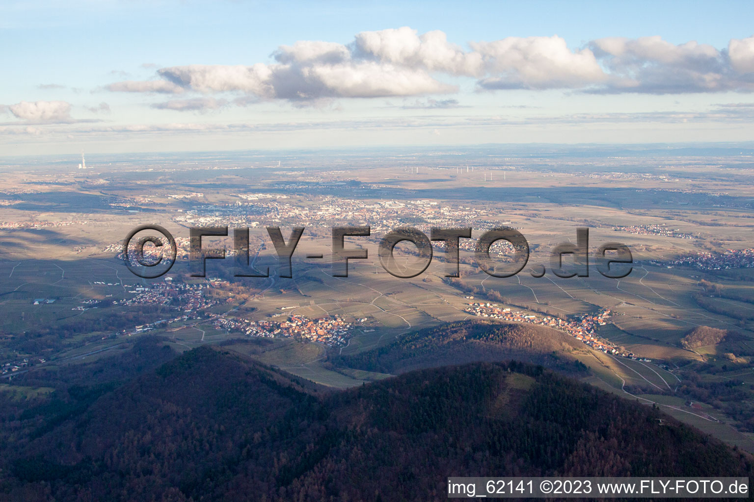 Landau from the west in Landau in der Pfalz in the state Rhineland-Palatinate, Germany from above