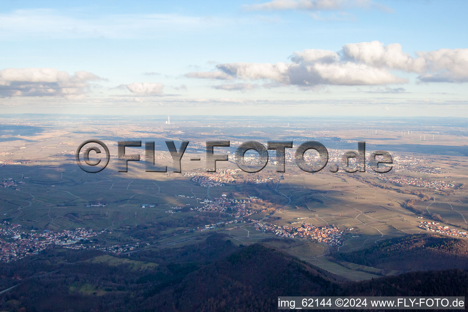 Drone recording of Siebeldingen in the state Rhineland-Palatinate, Germany