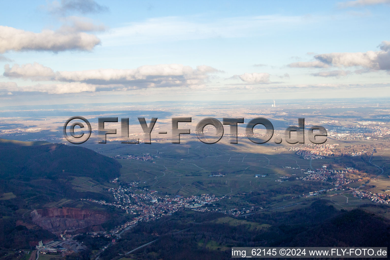 Albersweiler in the state Rhineland-Palatinate, Germany from the drone perspective