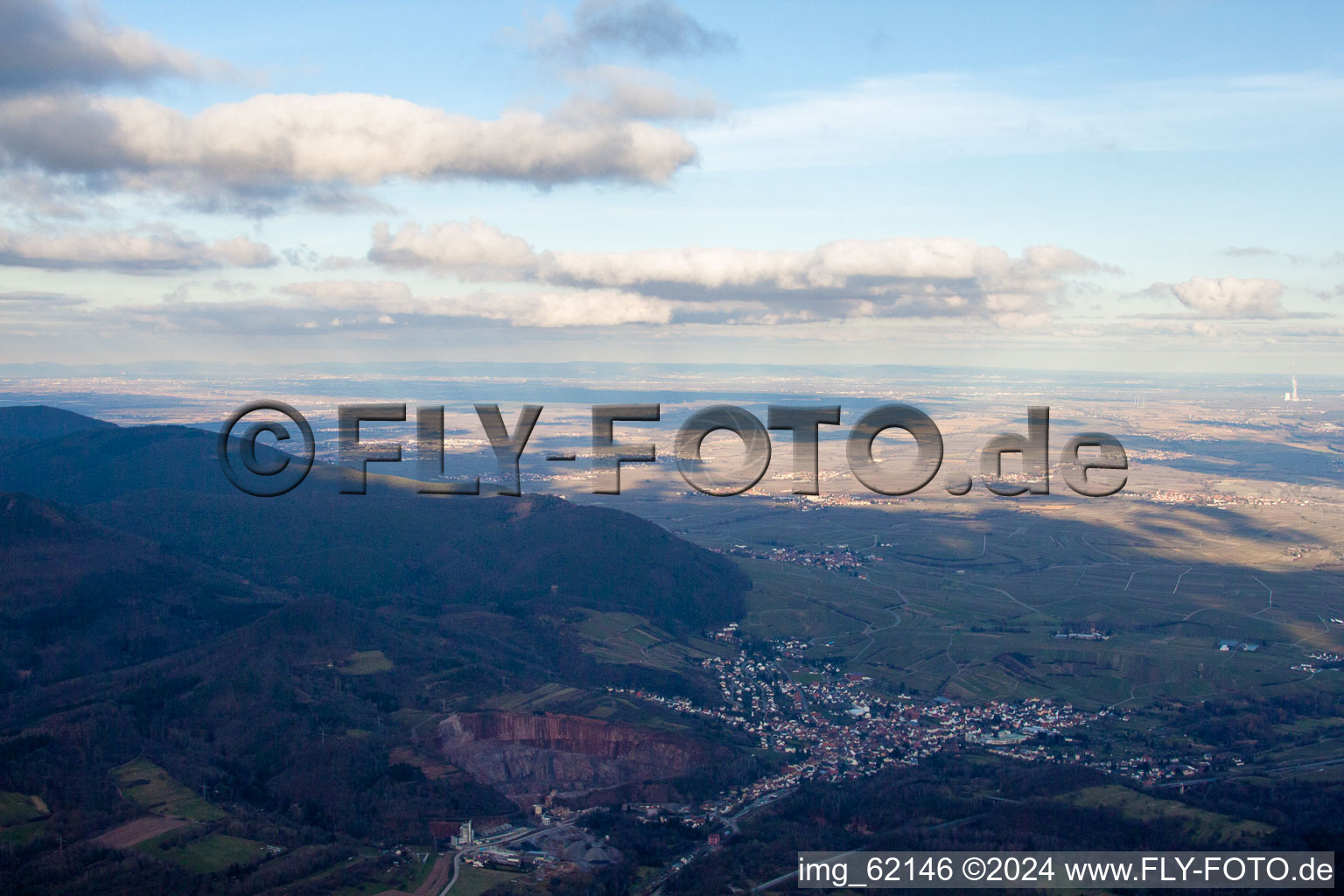 Albersweiler in the state Rhineland-Palatinate, Germany from a drone