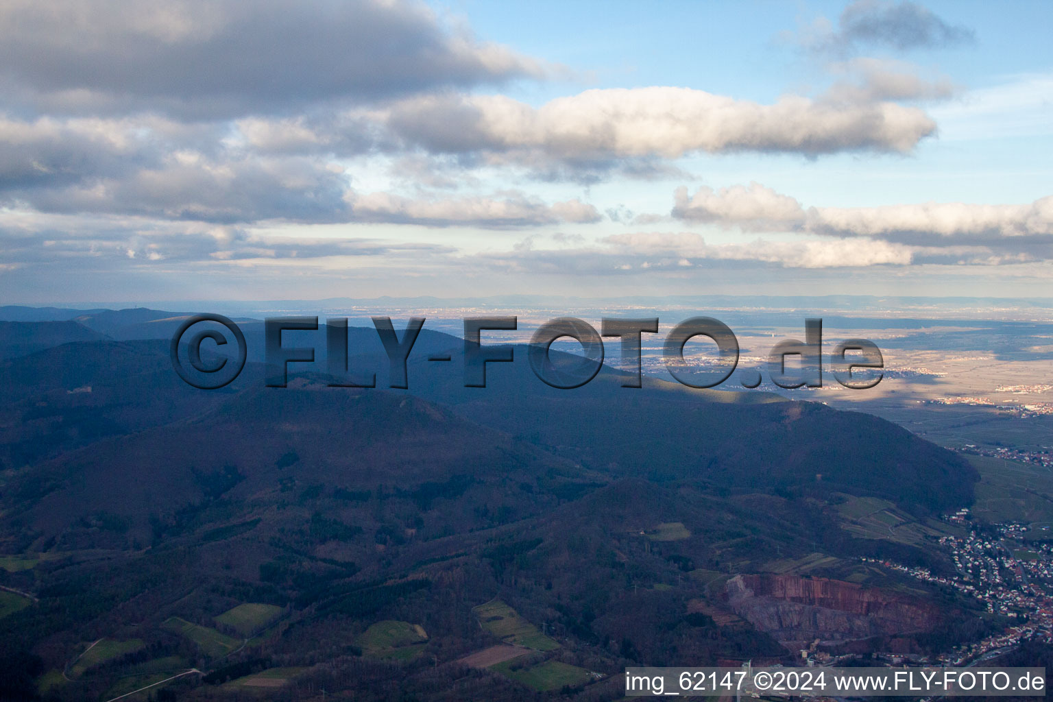 Quarry in Albersweiler in the state Rhineland-Palatinate, Germany viewn from the air