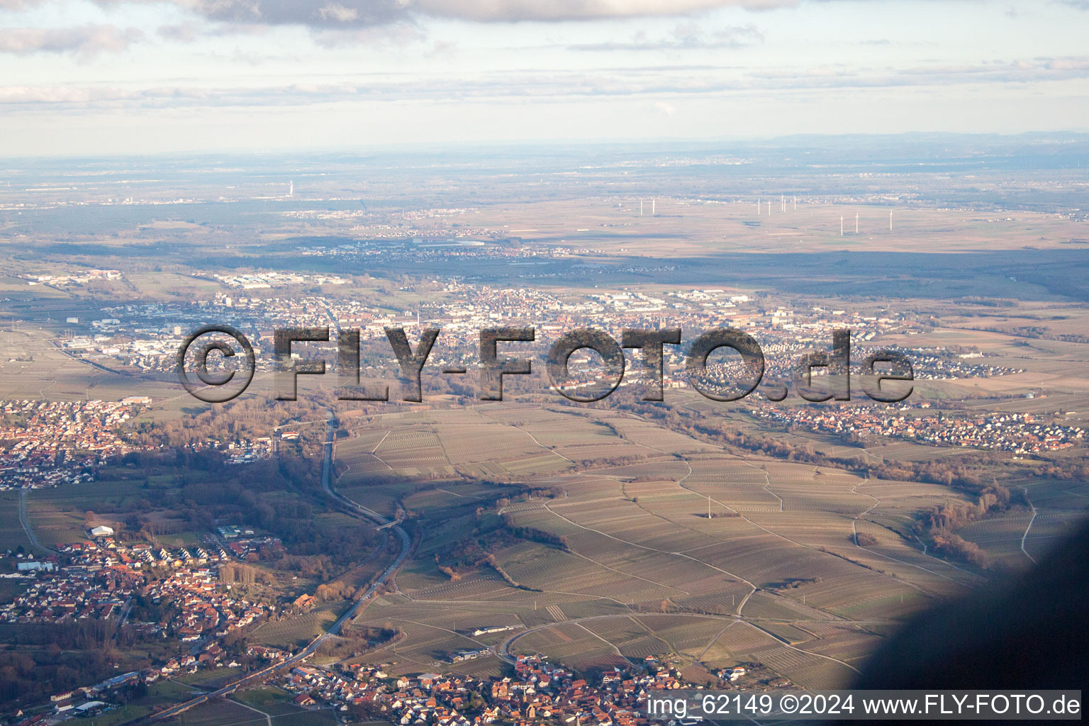 Landau from the west in Landau in der Pfalz in the state Rhineland-Palatinate, Germany from the plane