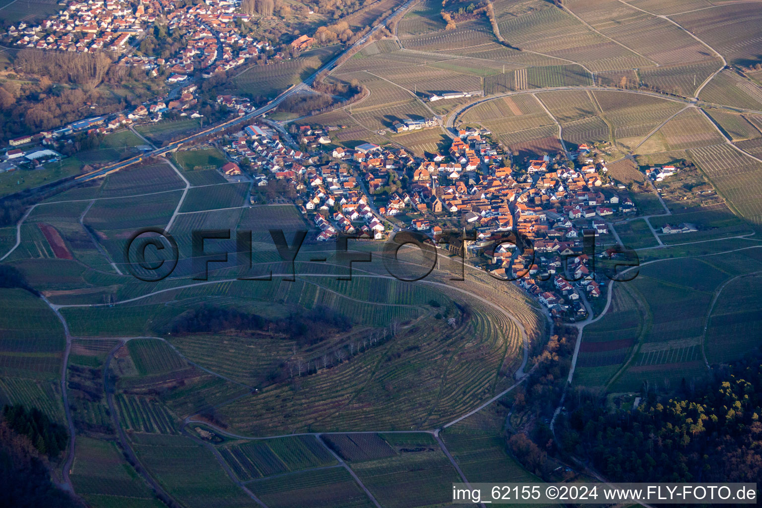 Siebeldingen in the state Rhineland-Palatinate, Germany seen from a drone