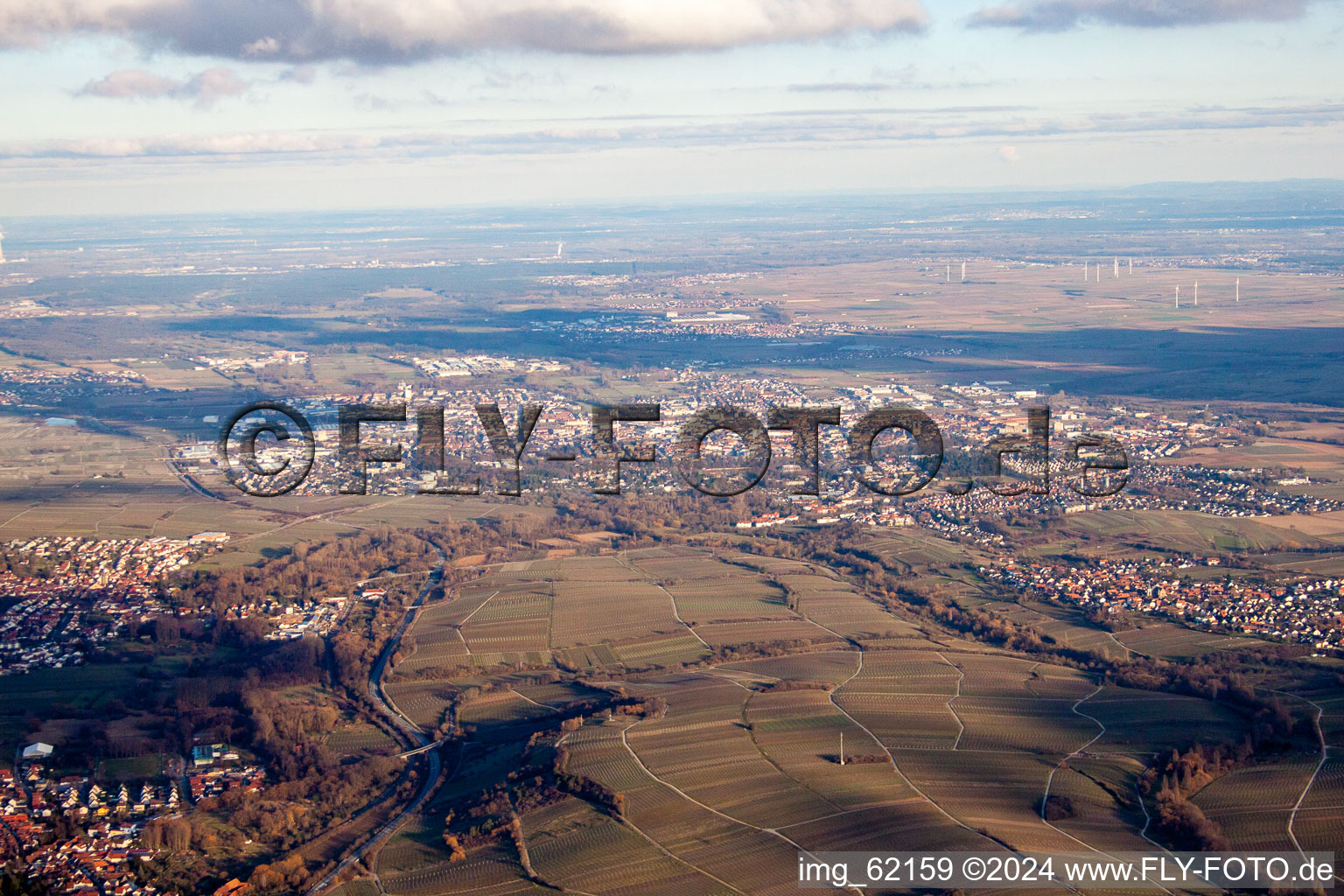 Landau from the west in Landau in der Pfalz in the state Rhineland-Palatinate, Germany viewn from the air