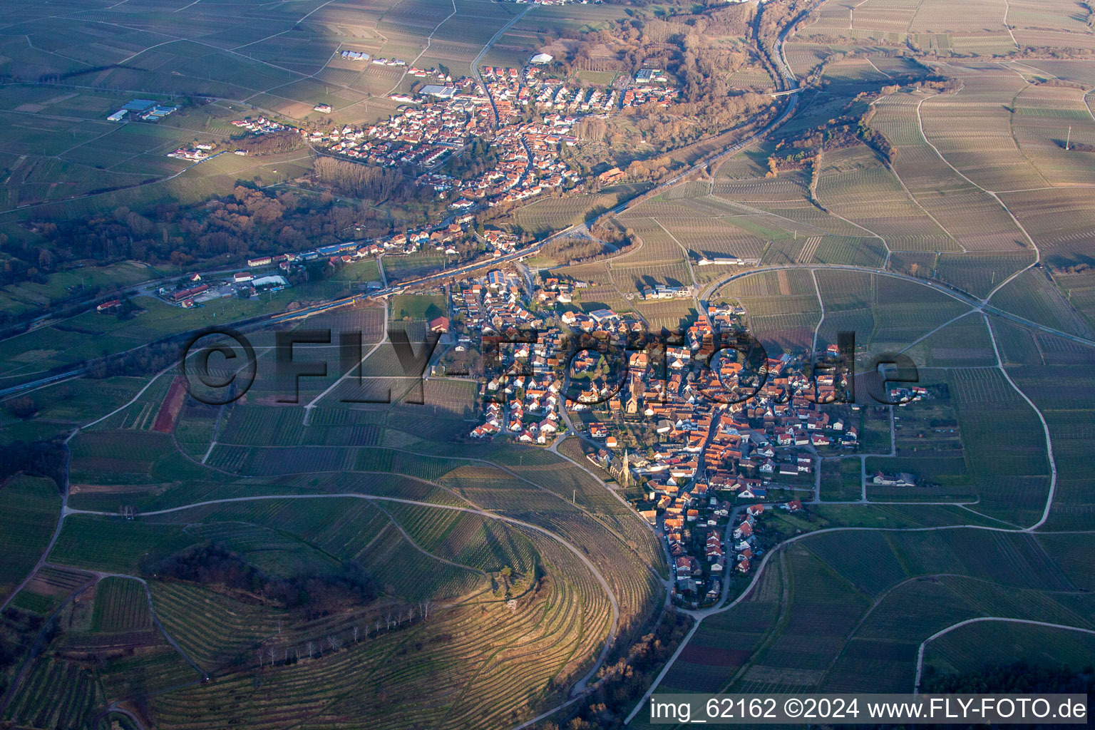 Birkweiler in the state Rhineland-Palatinate, Germany viewn from the air