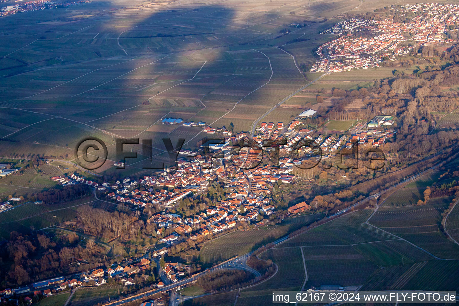 Siebeldingen in the state Rhineland-Palatinate, Germany from above