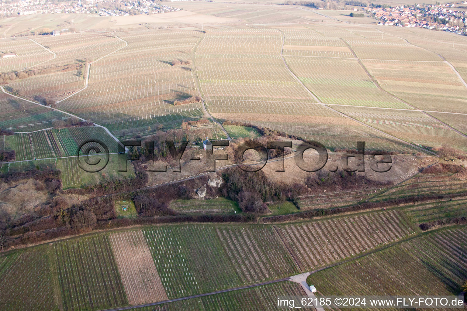 Bird's eye view of Small Kalmit in Ilbesheim bei Landau in der Pfalz in the state Rhineland-Palatinate, Germany