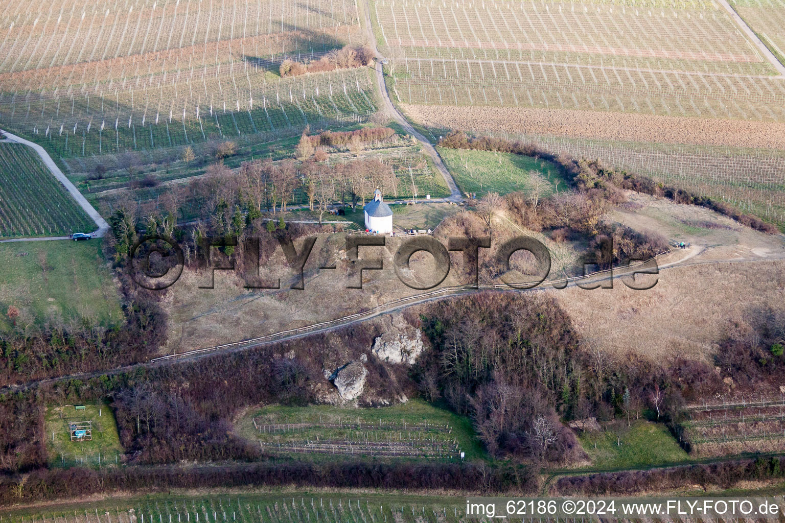 Small kalmit in Ilbesheim bei Landau in der Pfalz in the state Rhineland-Palatinate, Germany viewn from the air