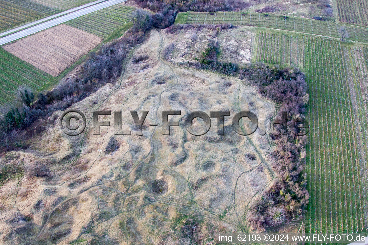 Drone recording of Small Kalmit in Ilbesheim bei Landau in der Pfalz in the state Rhineland-Palatinate, Germany