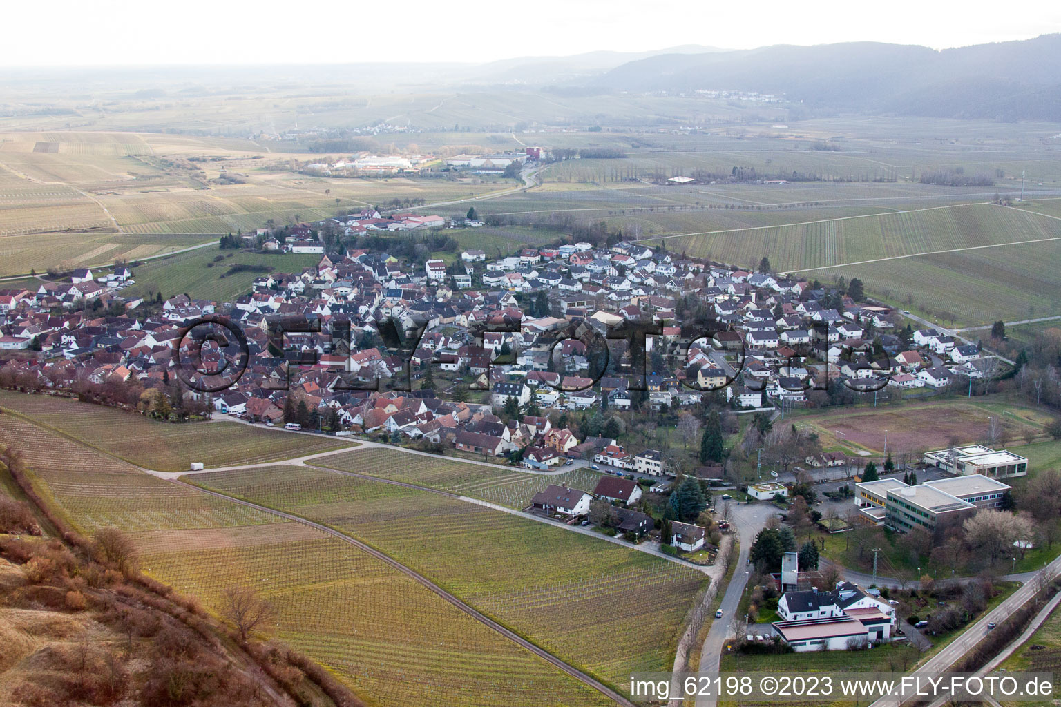 Ilbesheim bei Landau in der Pfalz in the state Rhineland-Palatinate, Germany seen from a drone