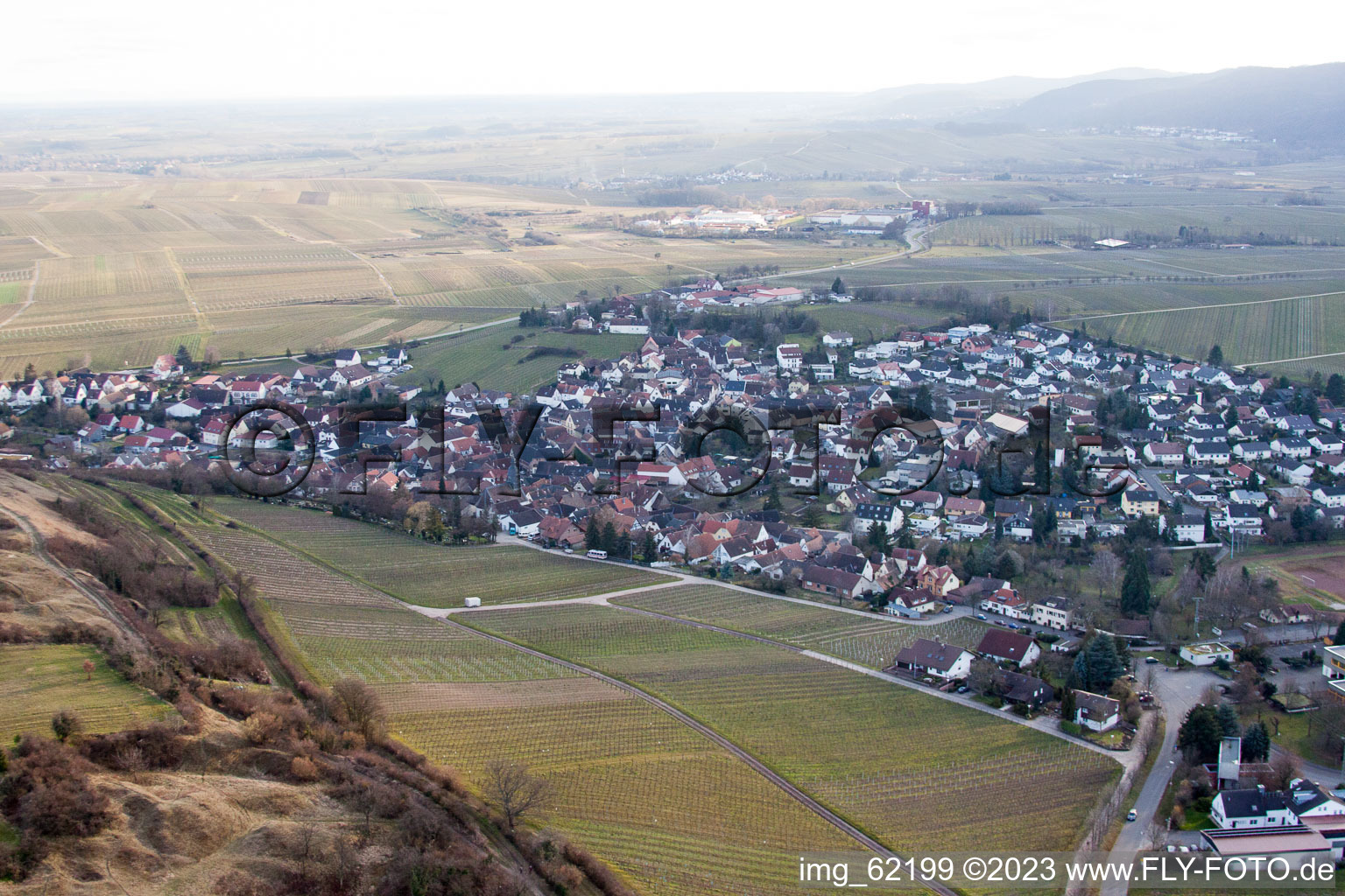 Aerial view of Ilbesheim bei Landau in der Pfalz in the state Rhineland-Palatinate, Germany