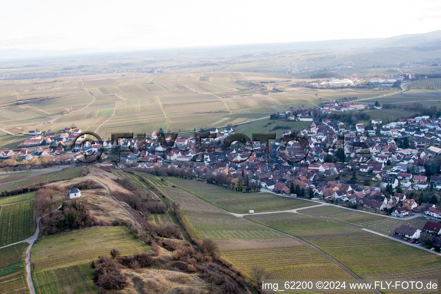 Drone image of Small Kalmit in Ilbesheim bei Landau in der Pfalz in the state Rhineland-Palatinate, Germany