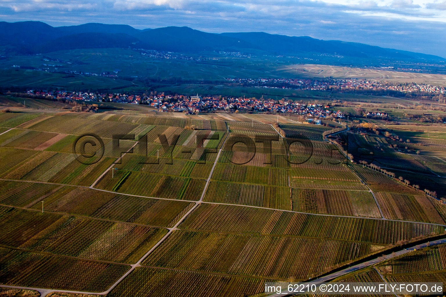 From the south in the district Arzheim in Landau in der Pfalz in the state Rhineland-Palatinate, Germany