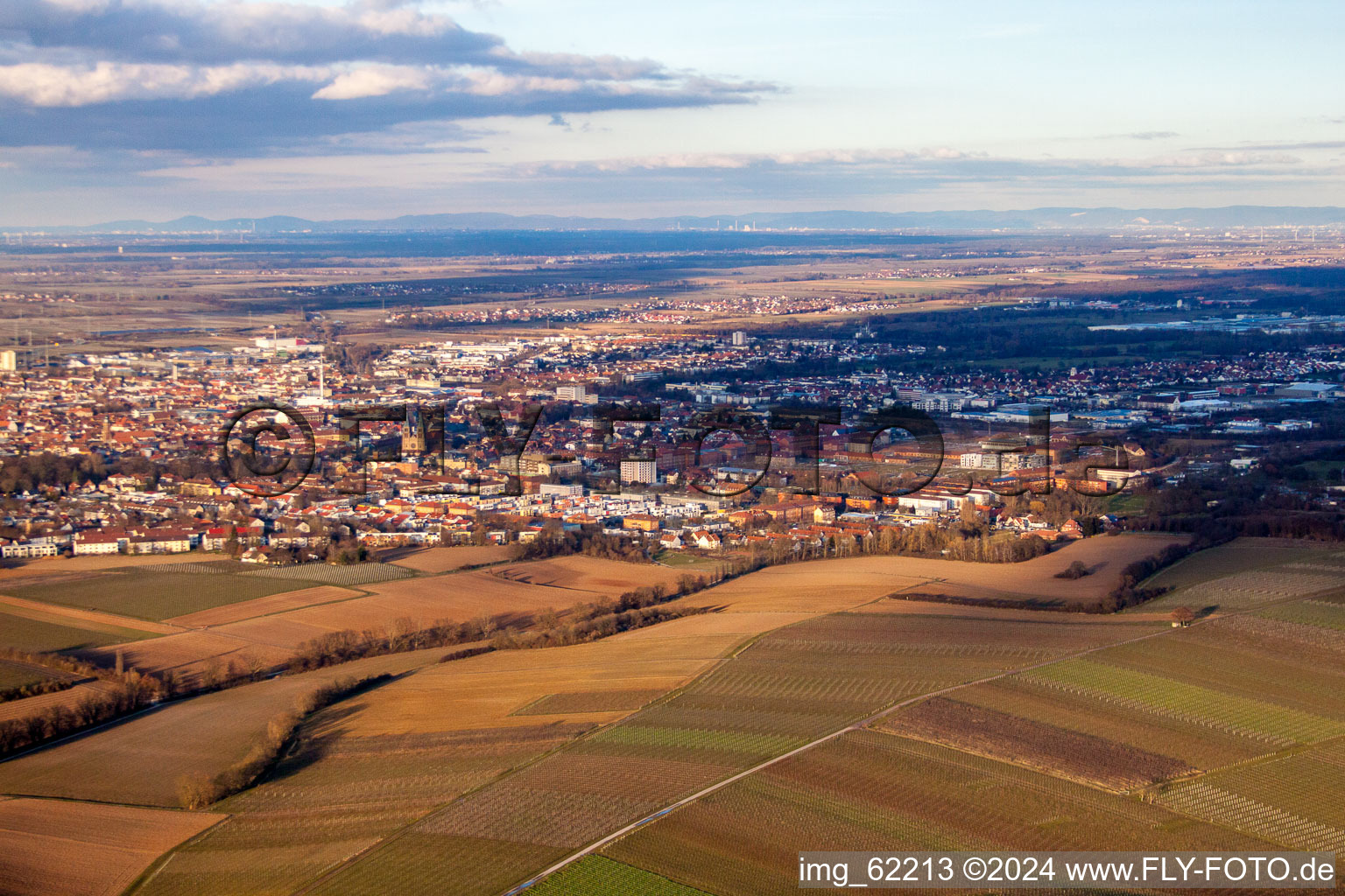 Drone image of Landau from the west in Landau in der Pfalz in the state Rhineland-Palatinate, Germany