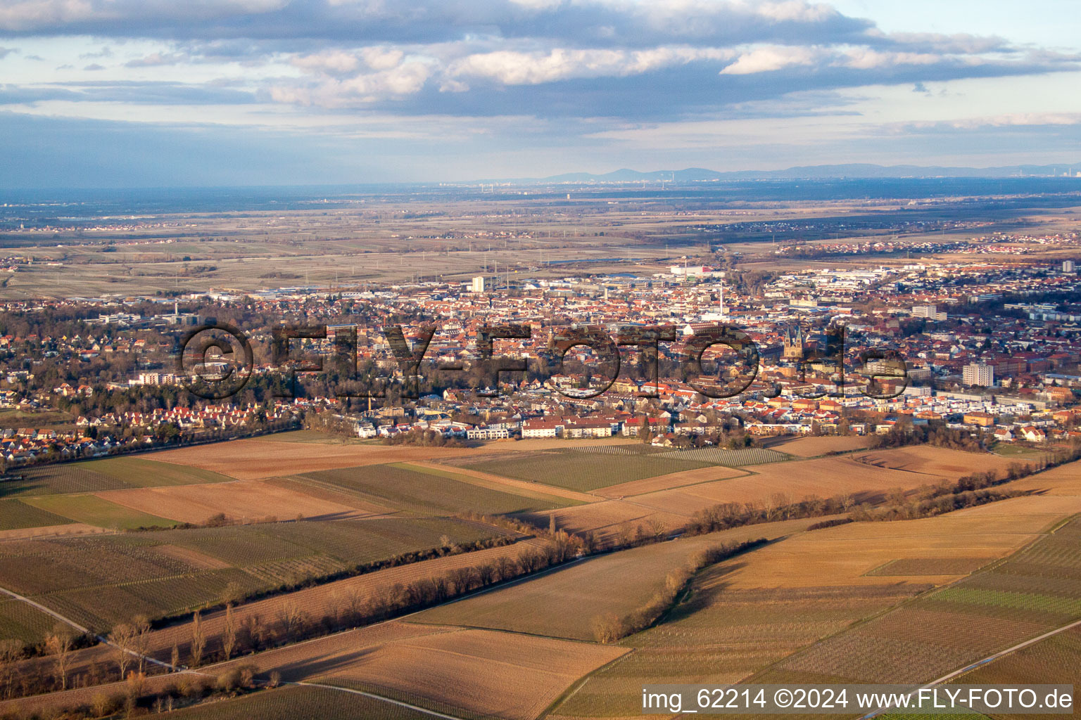 Landau from the west in Landau in der Pfalz in the state Rhineland-Palatinate, Germany from the drone perspective