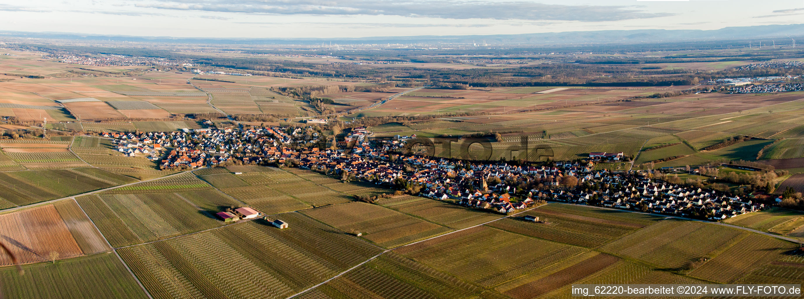 Insheim in the state Rhineland-Palatinate, Germany seen from a drone