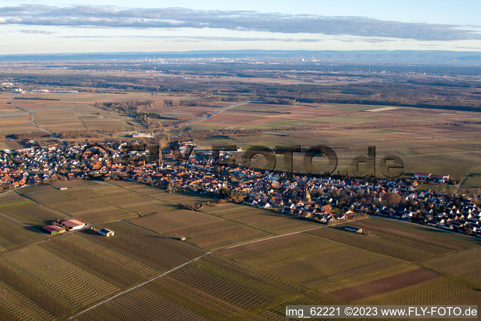 Aerial photograpy of Insheim in the state Rhineland-Palatinate, Germany