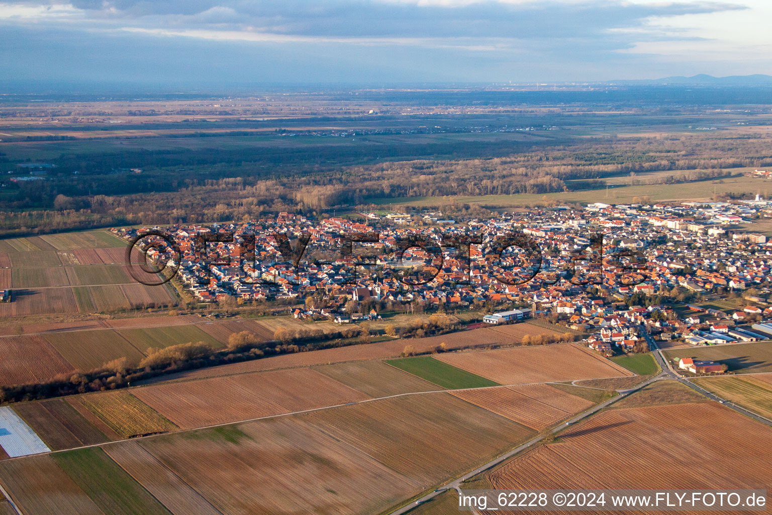 Aerial photograpy of Offenbach an der Queich in the state Rhineland-Palatinate, Germany