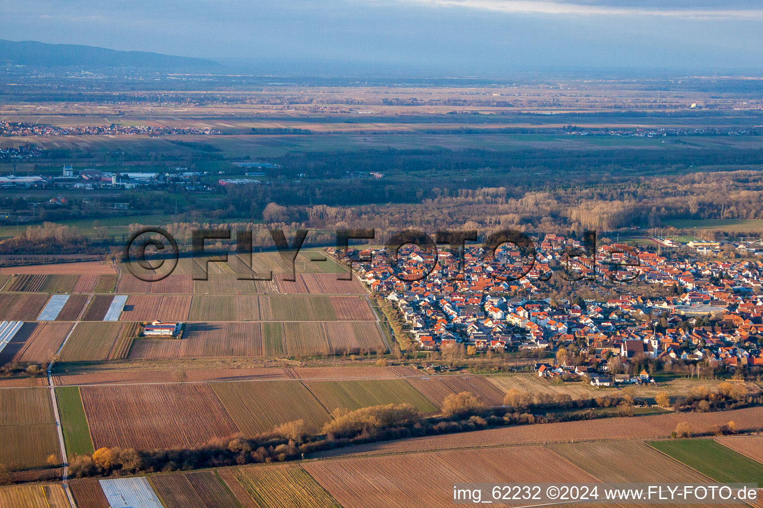 Drone recording of District Offenbach in Offenbach an der Queich in the state Rhineland-Palatinate, Germany