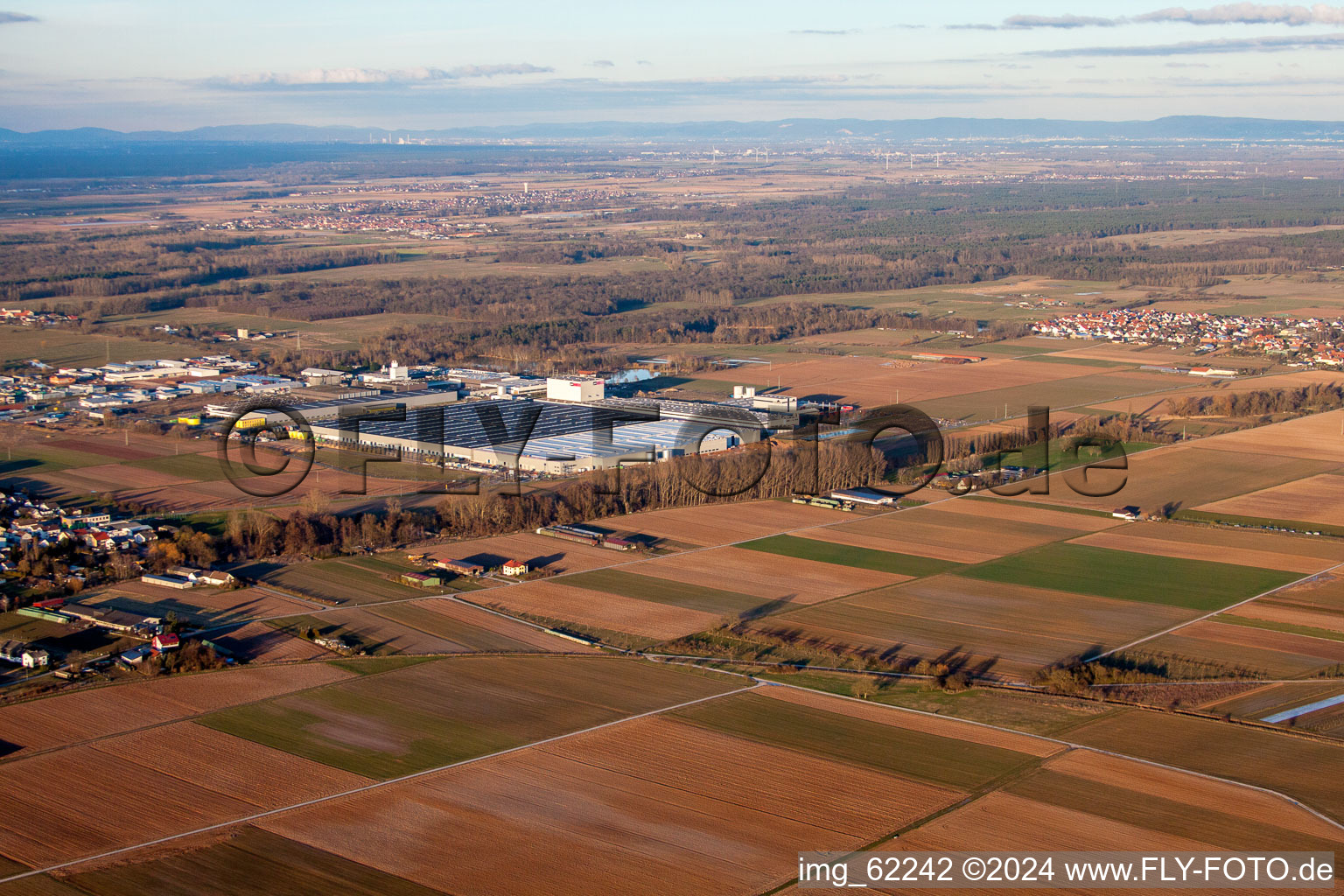 District Offenbach in Offenbach an der Queich in the state Rhineland-Palatinate, Germany seen from above