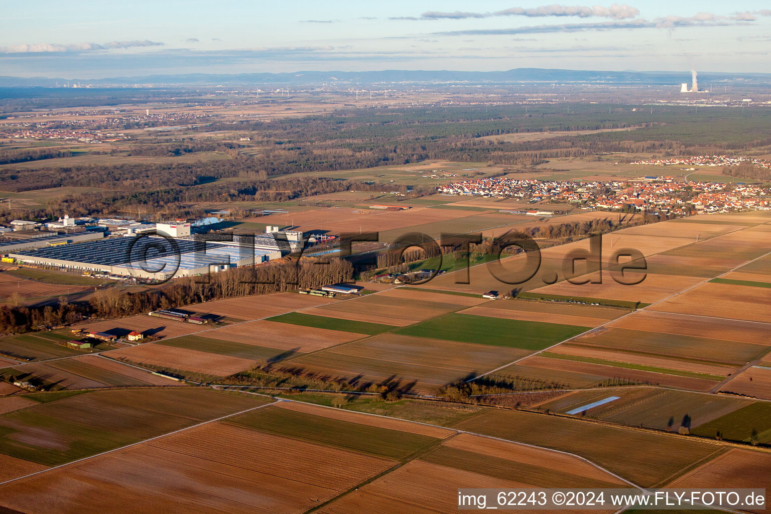 Oblique view of Offenbach an der Queich in the state Rhineland-Palatinate, Germany