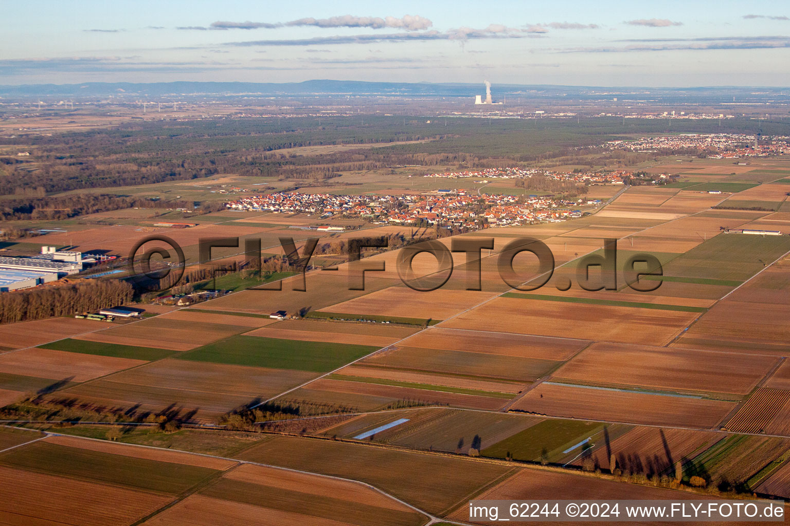 Bird's eye view of District Offenbach in Offenbach an der Queich in the state Rhineland-Palatinate, Germany