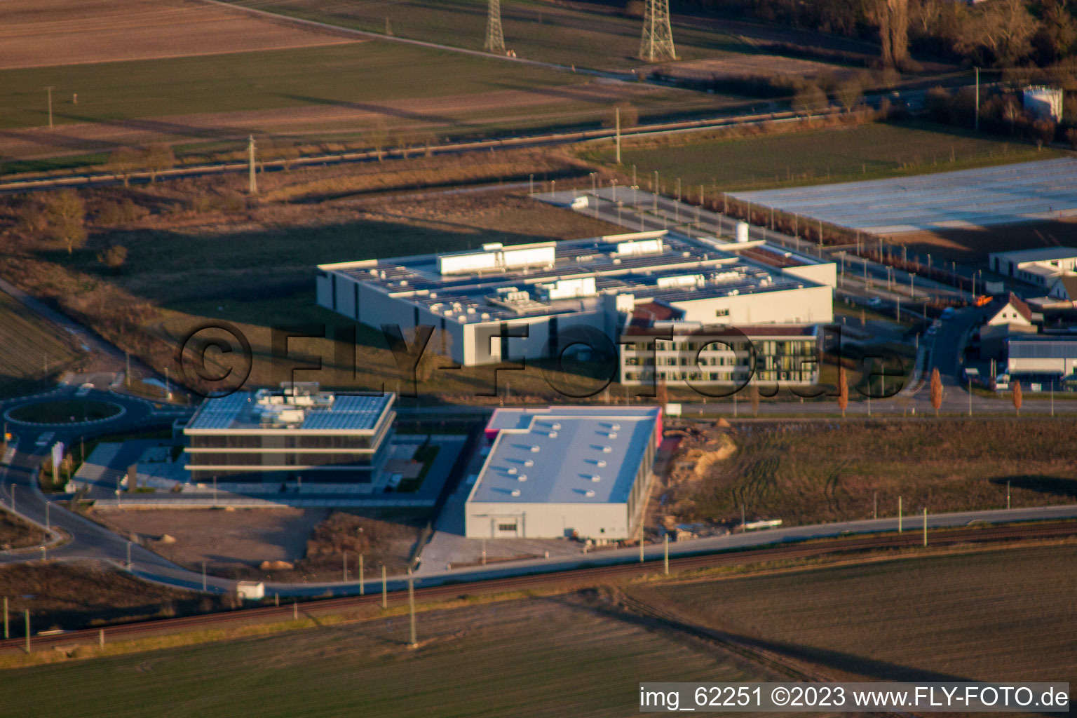 Aerial photograpy of North industrial area in Rülzheim in the state Rhineland-Palatinate, Germany