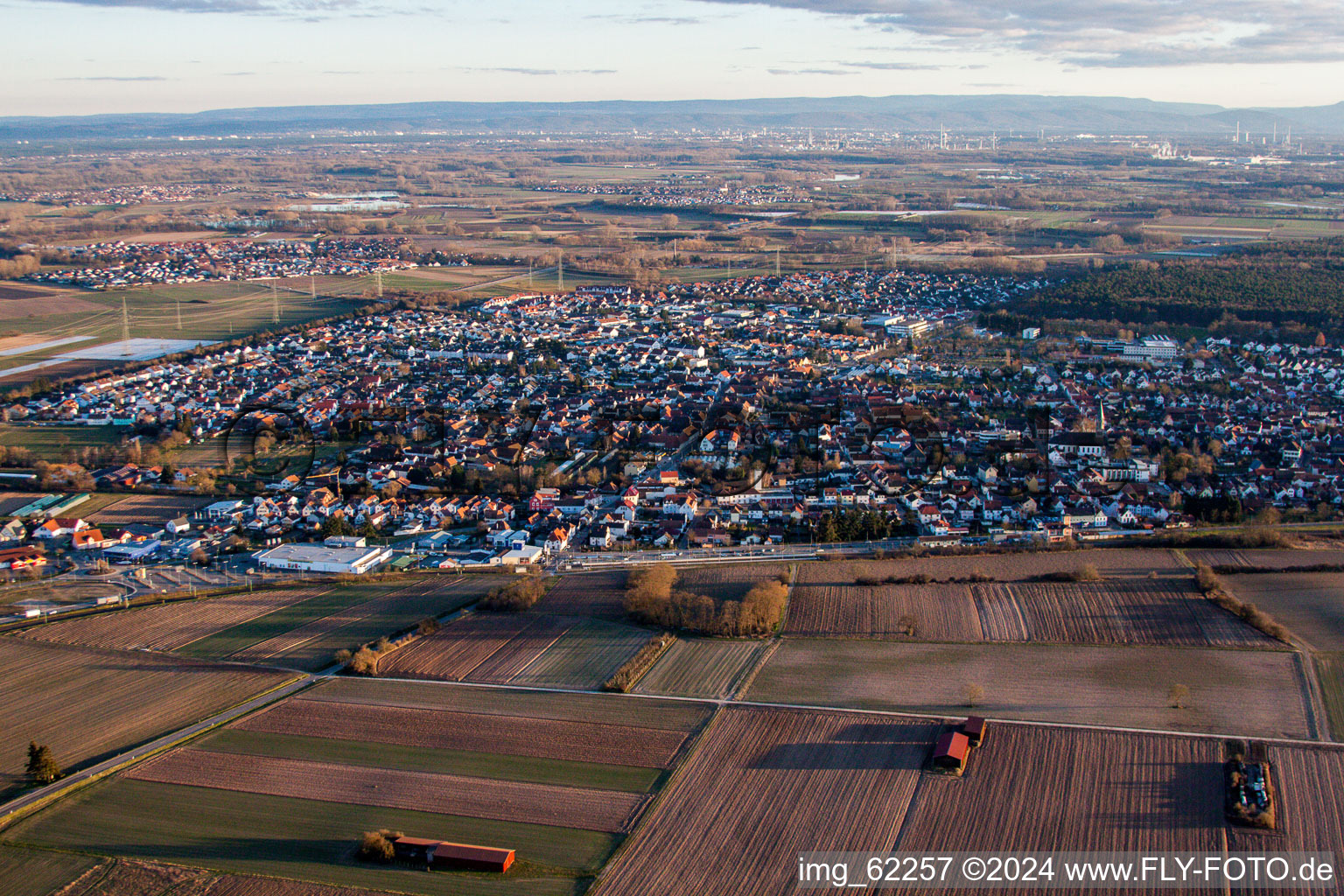 Rülzheim in the state Rhineland-Palatinate, Germany seen from a drone