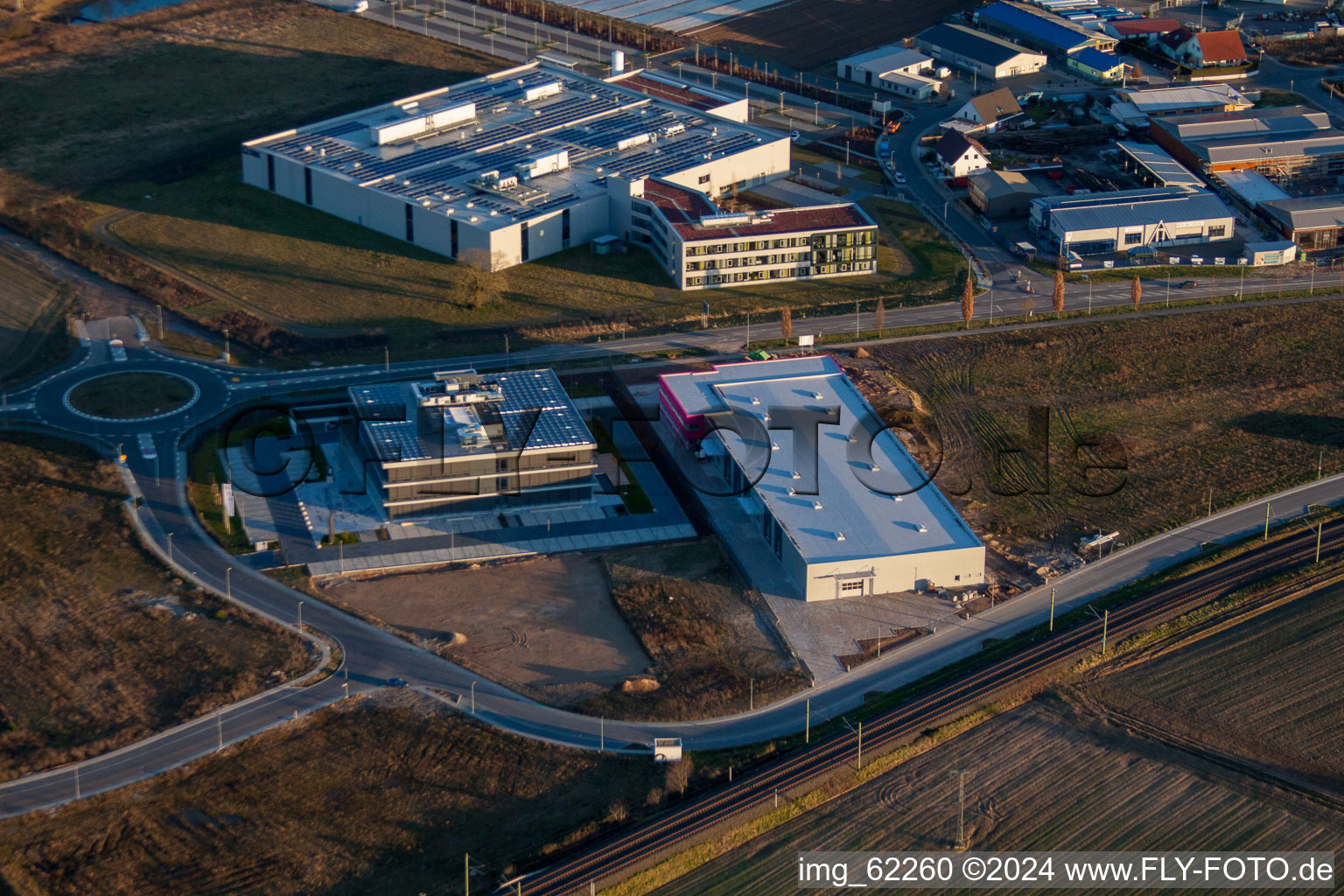 Commercial Area North in Rülzheim in the state Rhineland-Palatinate, Germany seen from above