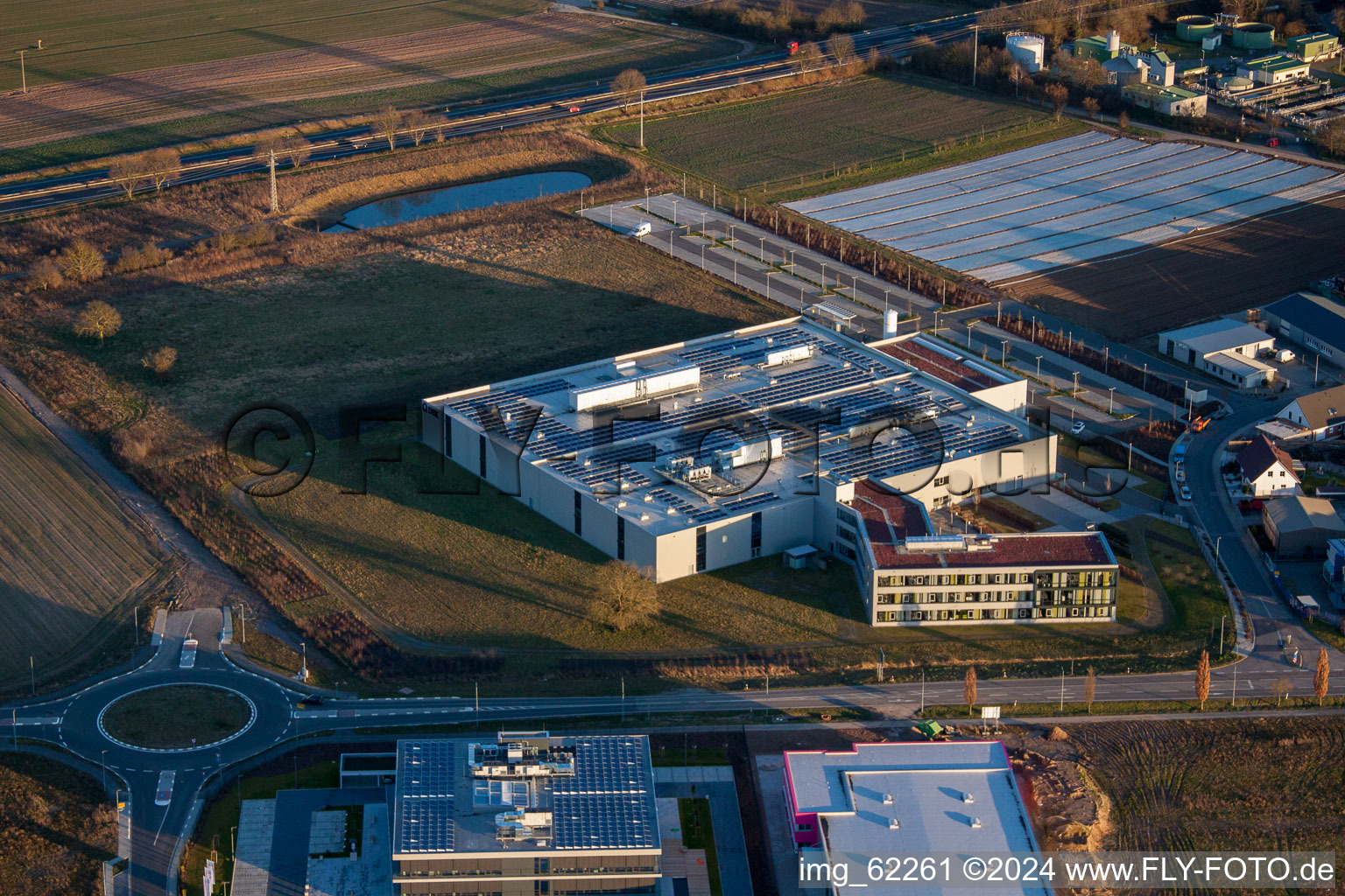 Commercial Area North in Rülzheim in the state Rhineland-Palatinate, Germany from the plane