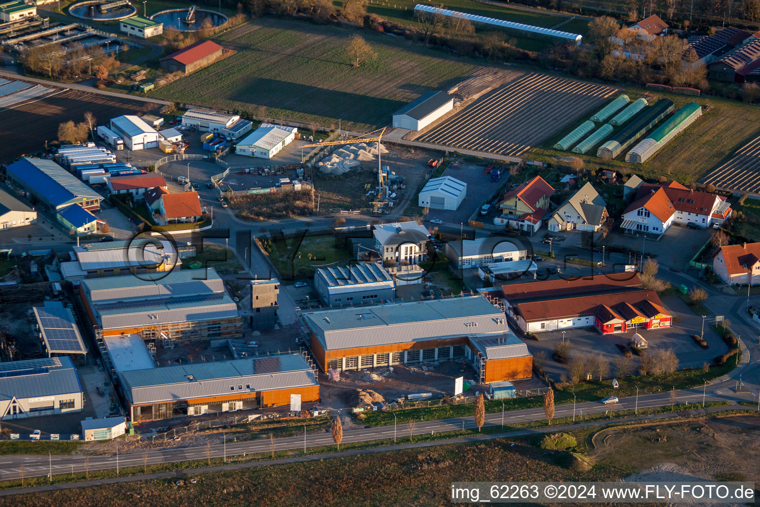 Commercial Area North in Rülzheim in the state Rhineland-Palatinate, Germany viewn from the air