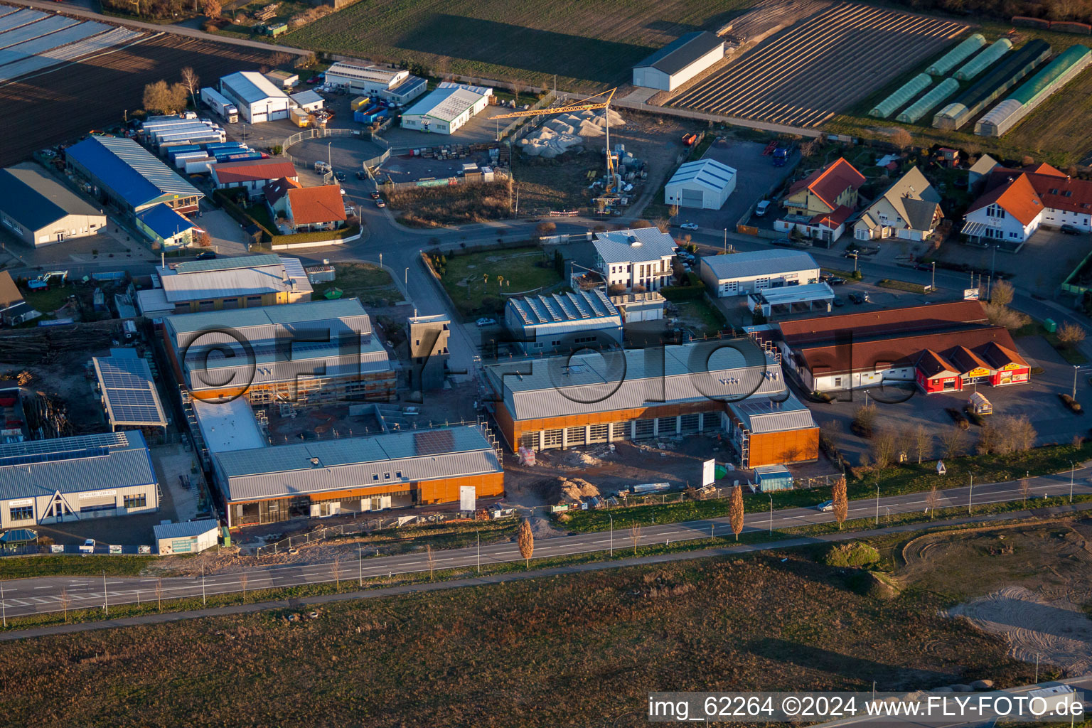 Drone recording of Commercial Area North in Rülzheim in the state Rhineland-Palatinate, Germany